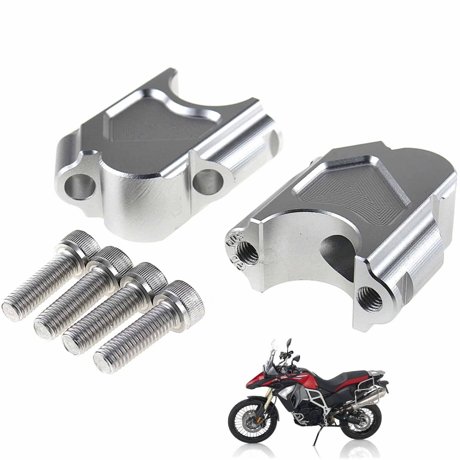 Podwyższacz kierownicy motocyklowej 38 mm aluminiowy kompatybilny BMW F800GS 2008-2017 F800R 2015-2017 F800GT 2013-2017 srebrny