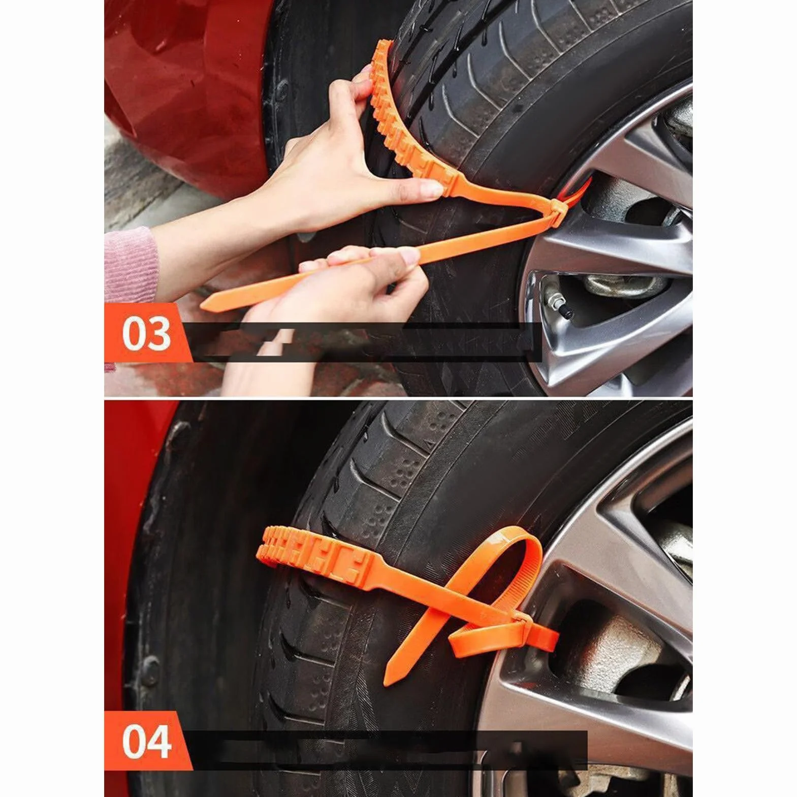 Snow Chains Anti Slip Wheel Traction Device 10 Pieces Zip Ties For Car Tires Sedan SUV Truck Winter Driving Road Safety Kit
