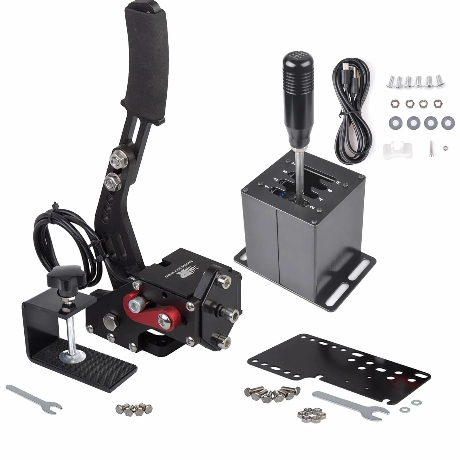 płyta do hamulca ręcznego Pasuje Do Układu Hamulcowego Logitech 16-bitowy Czujnik Halla USB Hamulec Ręczny Z Dźwignią Zmiany Biegów 6/7R Do Gier Wyścigowych G25/G27/G29T300T500(7R Straight)