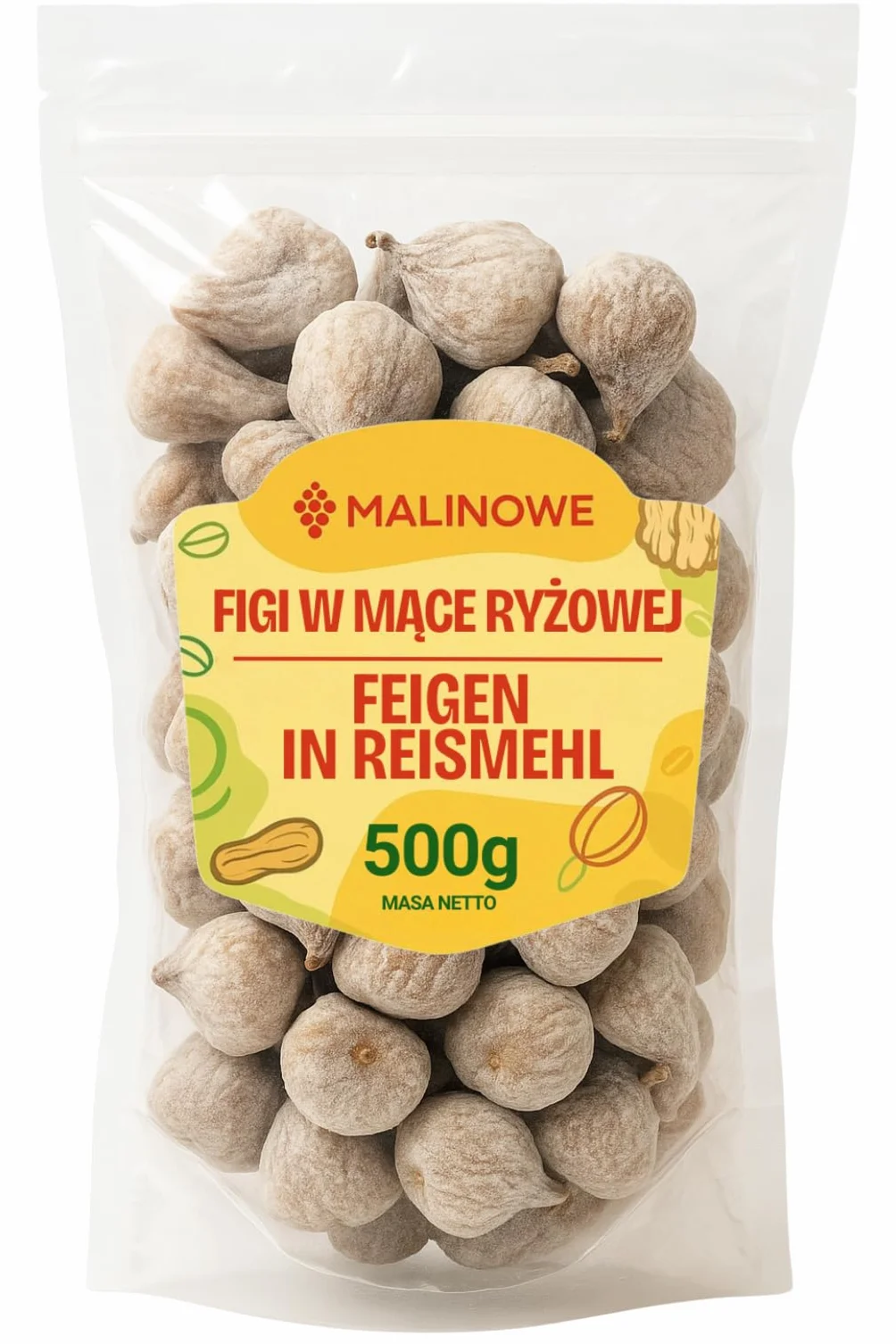 Figi Suszone w Mące Ryżowej 500g Malinowe