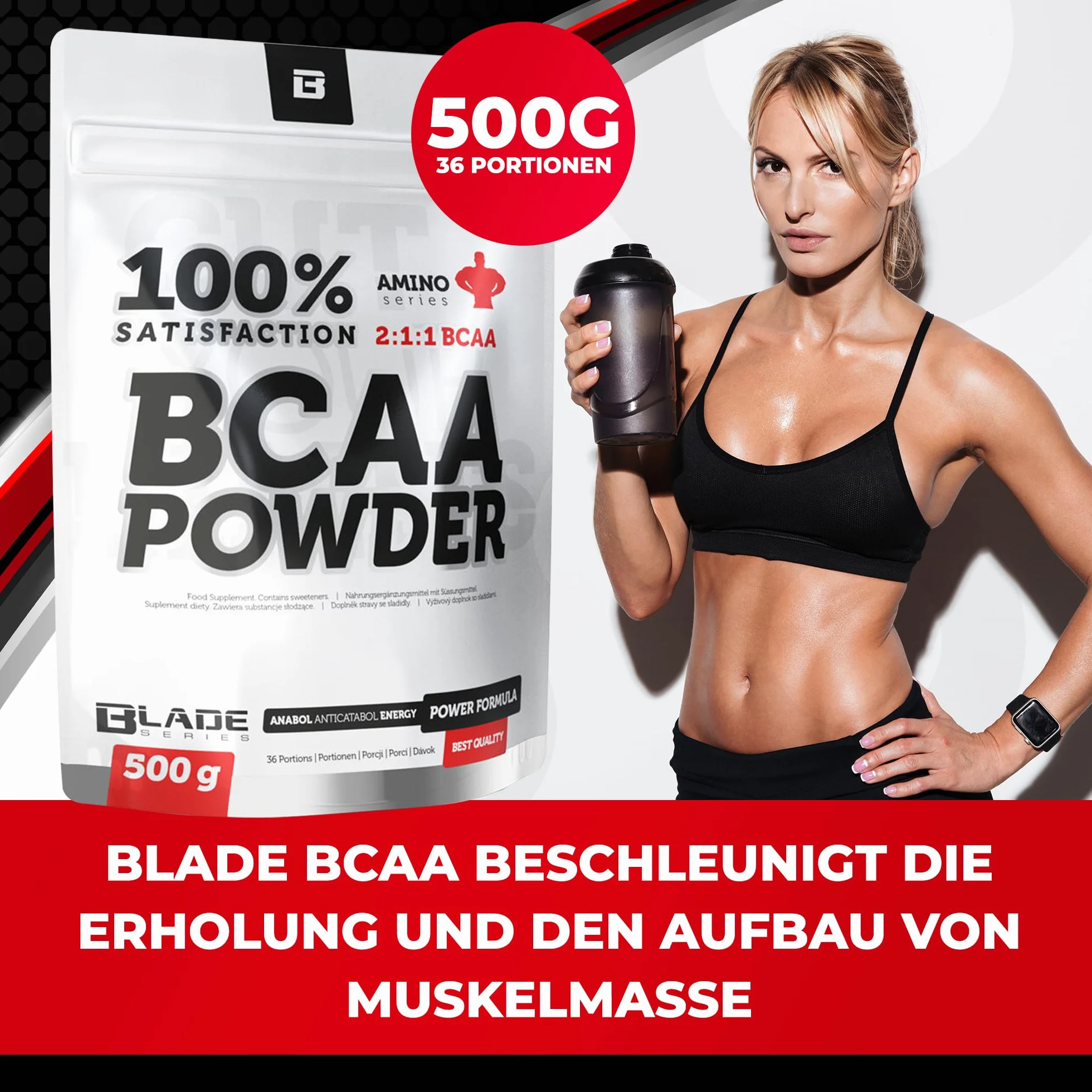 100% BCAA proszek + glutamin - 500 g - seria BLADE Smak cytryny