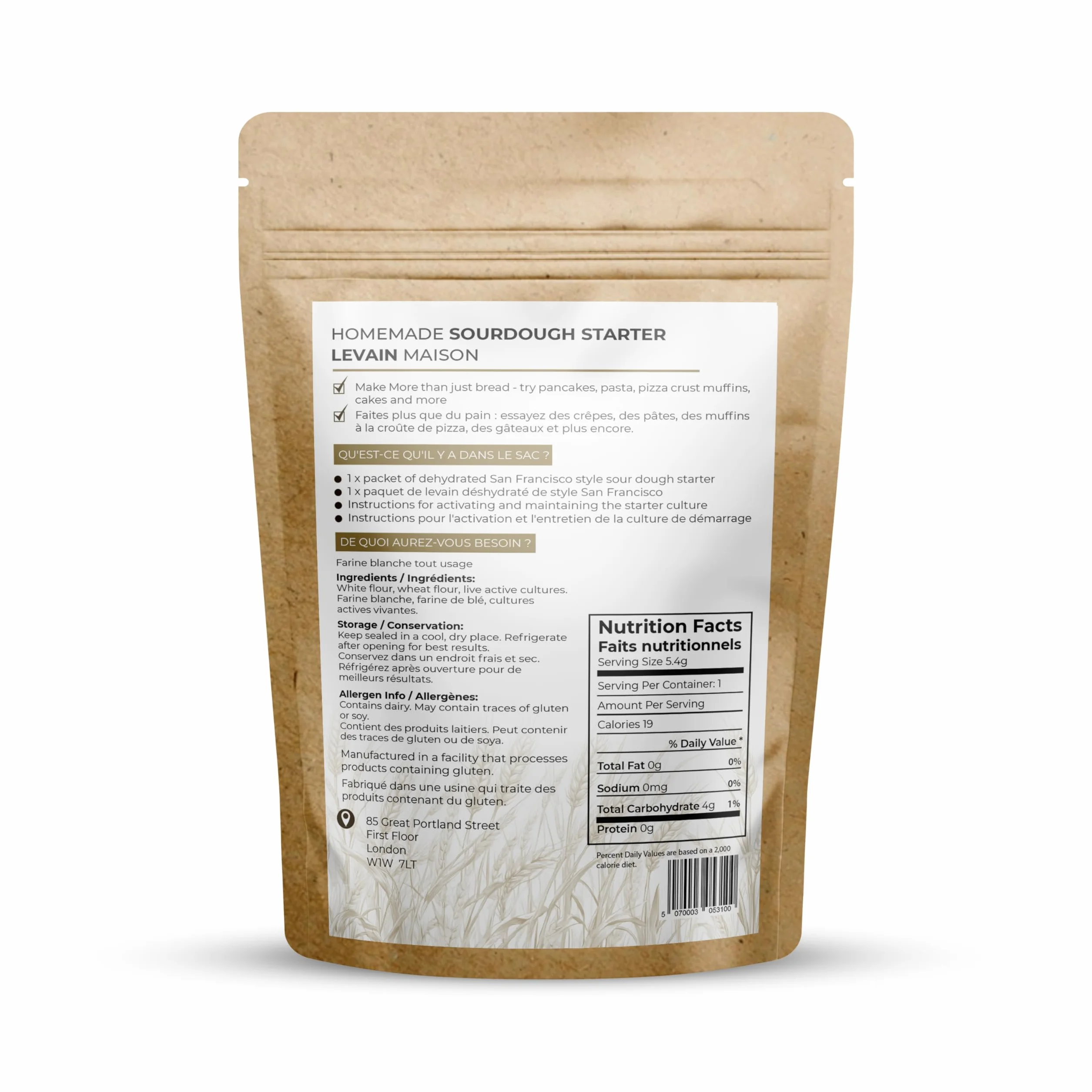 Dough Dough at home Organiczny zakwas do chleba | Naturalna fermentacja | Suszony, aktywny zakwas | Proste przygotowanie | Do chleba, pizzy i bagietek (Buckwheatflour, 15.4 G Pack of 1)