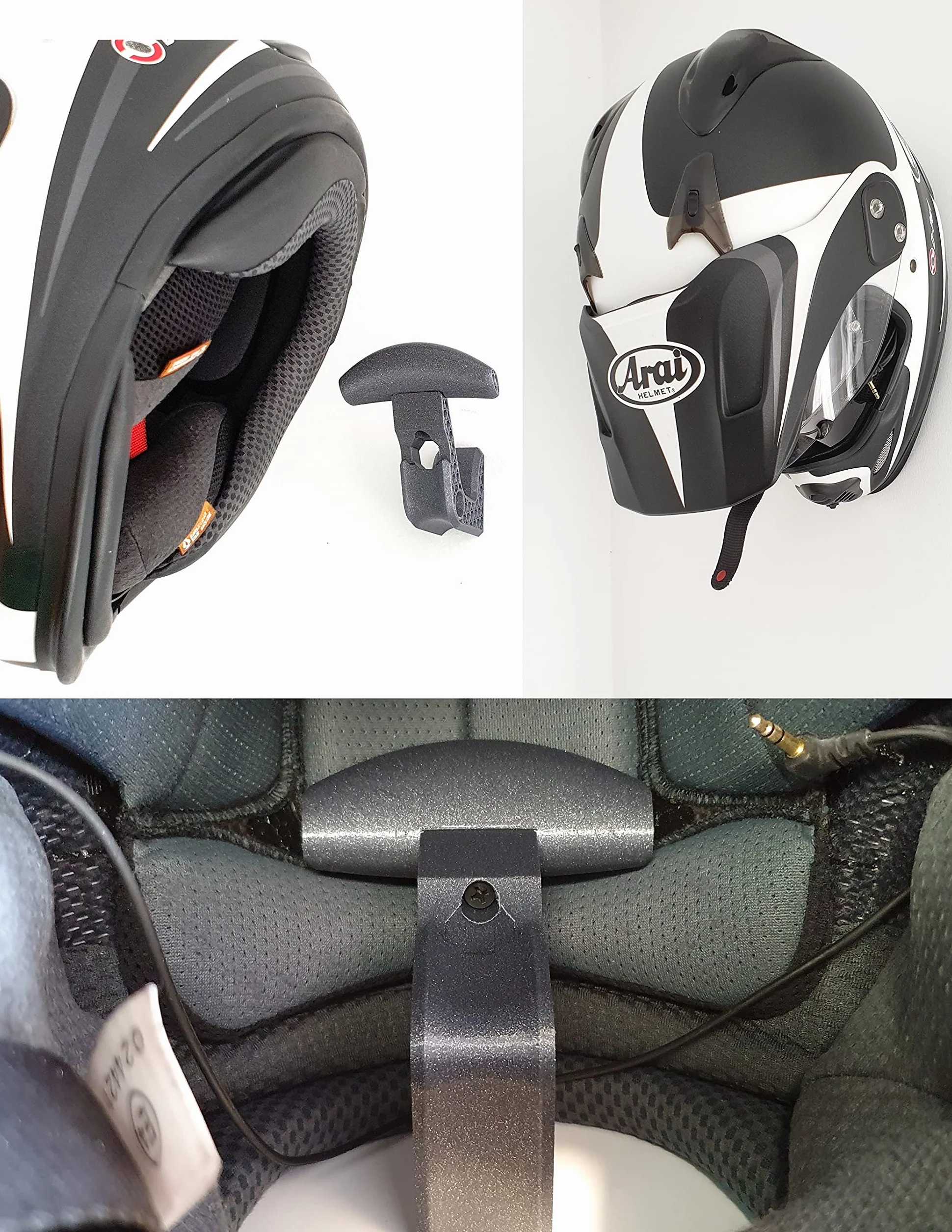 Uchwyt na kask motocyklowy, półka z haczykami do zawieszenia kasku motocyklowego i kurtki