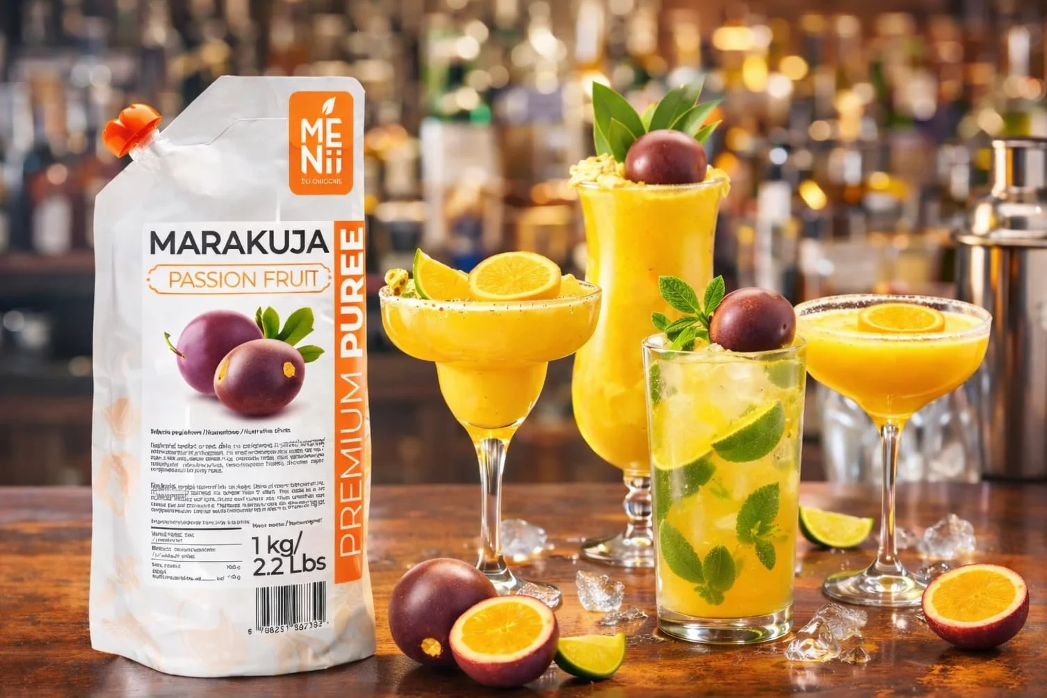 Puree z marakui 1 kg z cukrem bez pestek gładkie tropikalne owoce do deserów