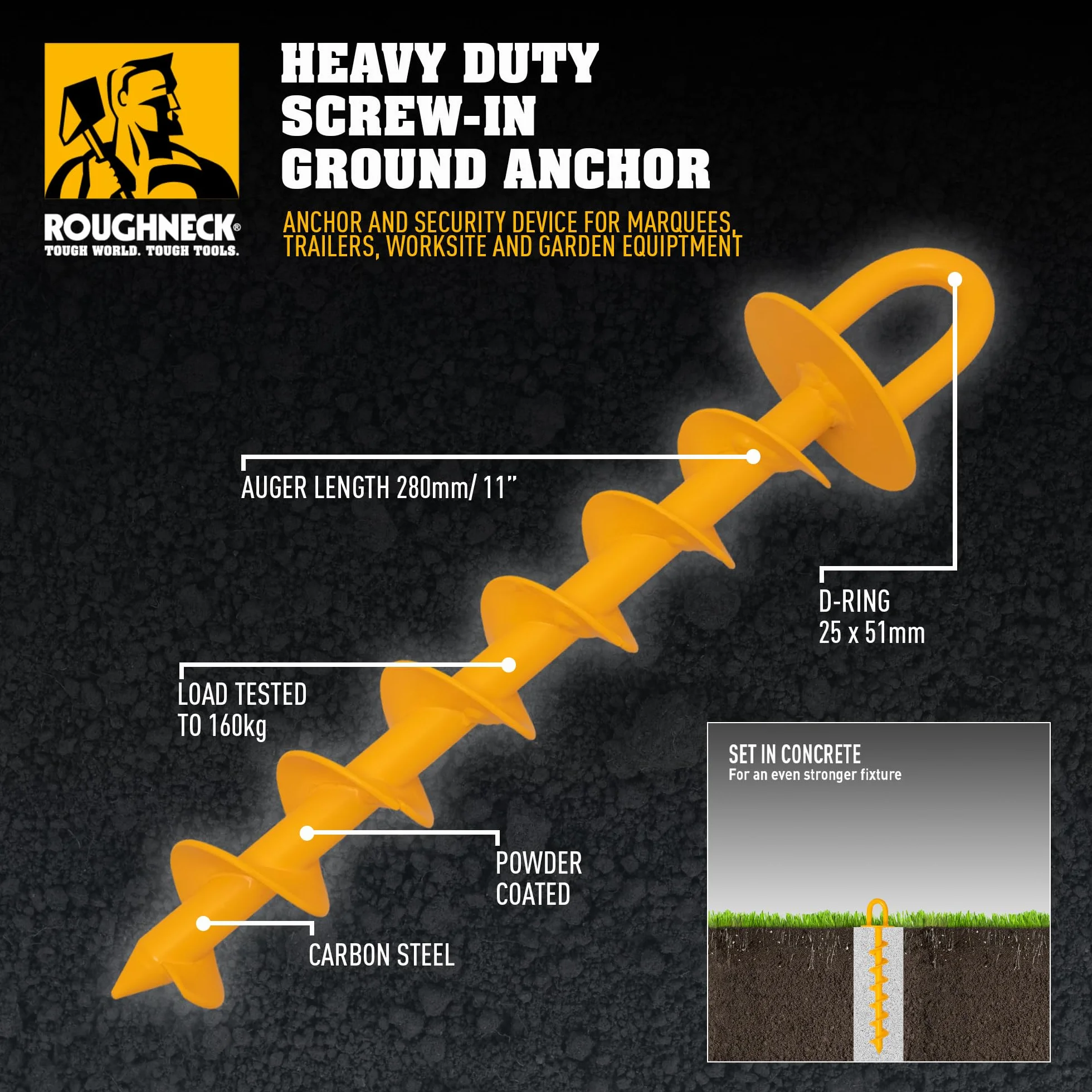 Roughneck® Heavy Duty Ground Anchor 340mm (13.5") 160kg Load Tested
