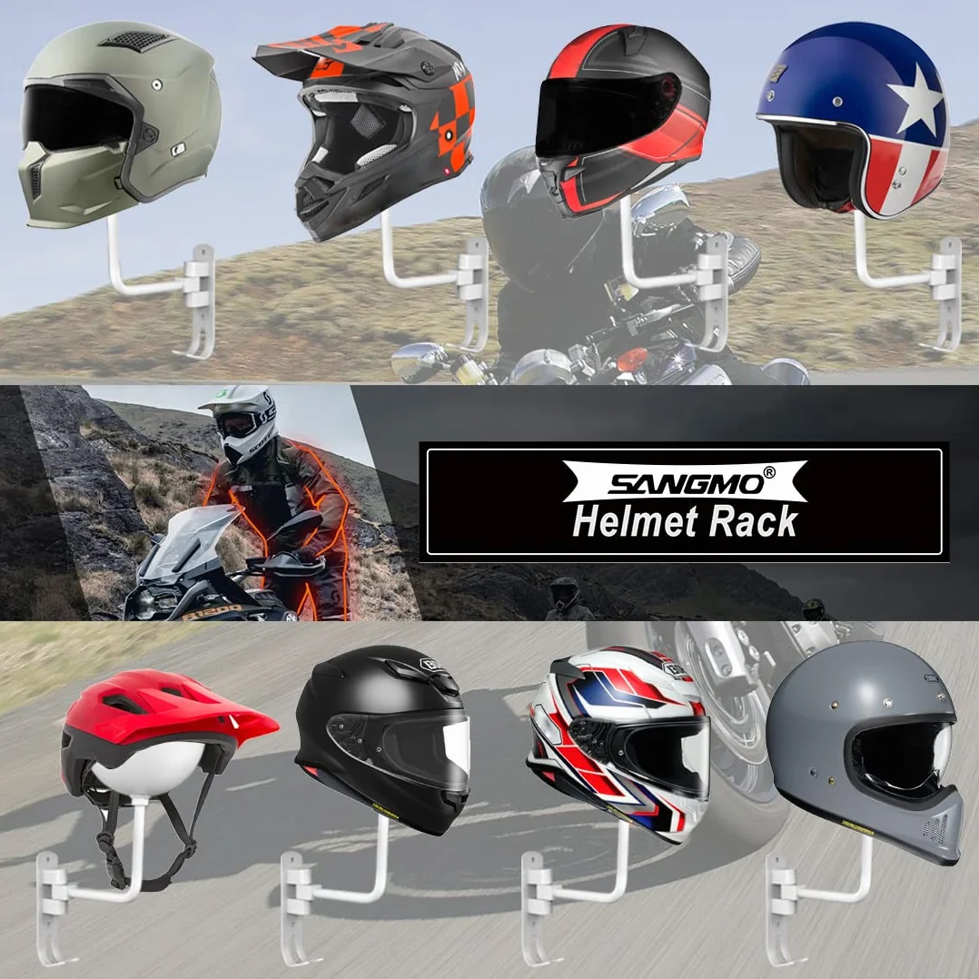 SANGMO Stojak na kask motocyklowy uchwyt ścienny obrót o 180 stopni metalowy uchwyt na kask rowerowy