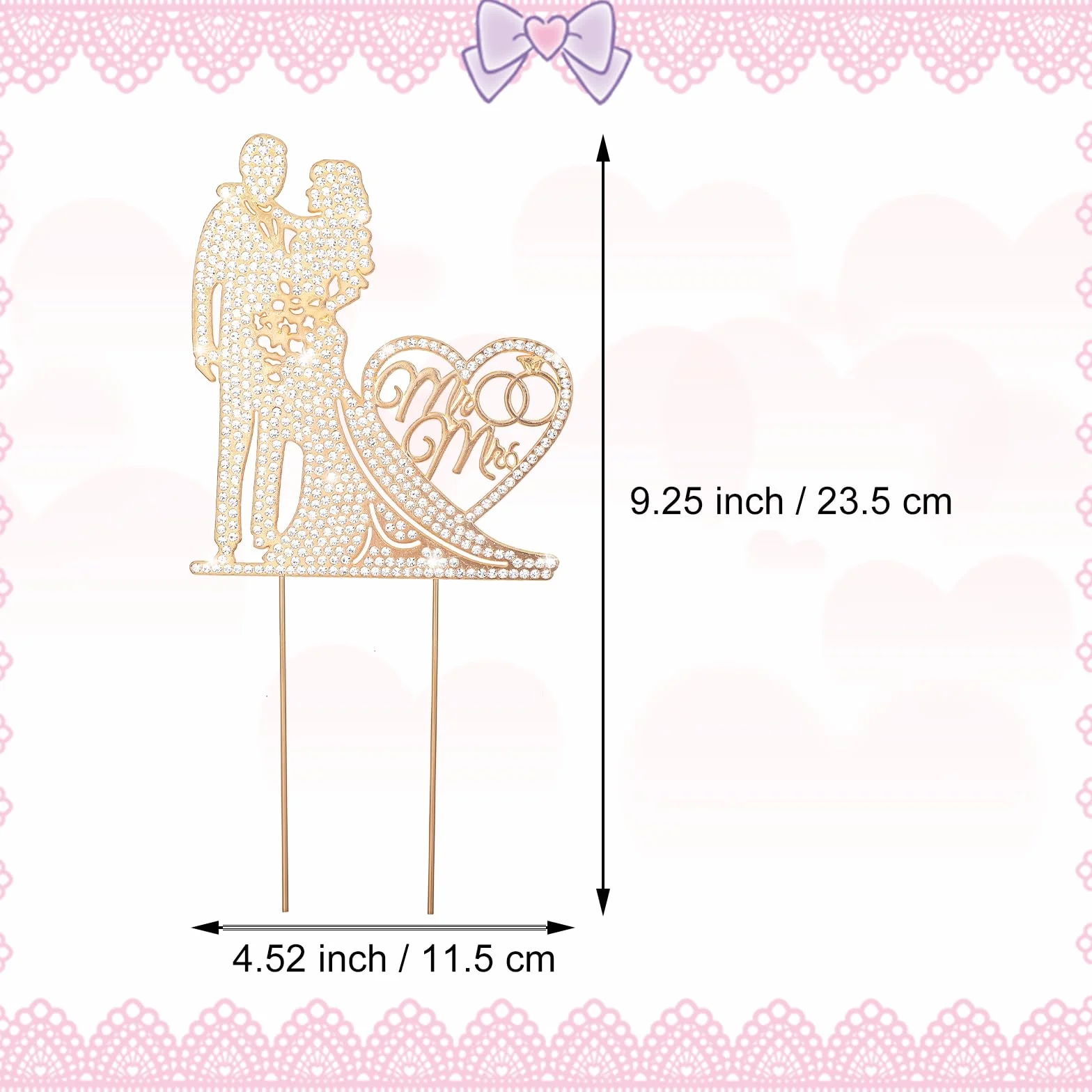 COMNICO Mr & Mrs topper na tort weselny topper na tort z metalu, dekoracja tortu i tortu, kamienie strasu, przyjęcie rocznicowe, przyjęcie dla panny młodej, zaręczyny, tort weselny, akcesoria