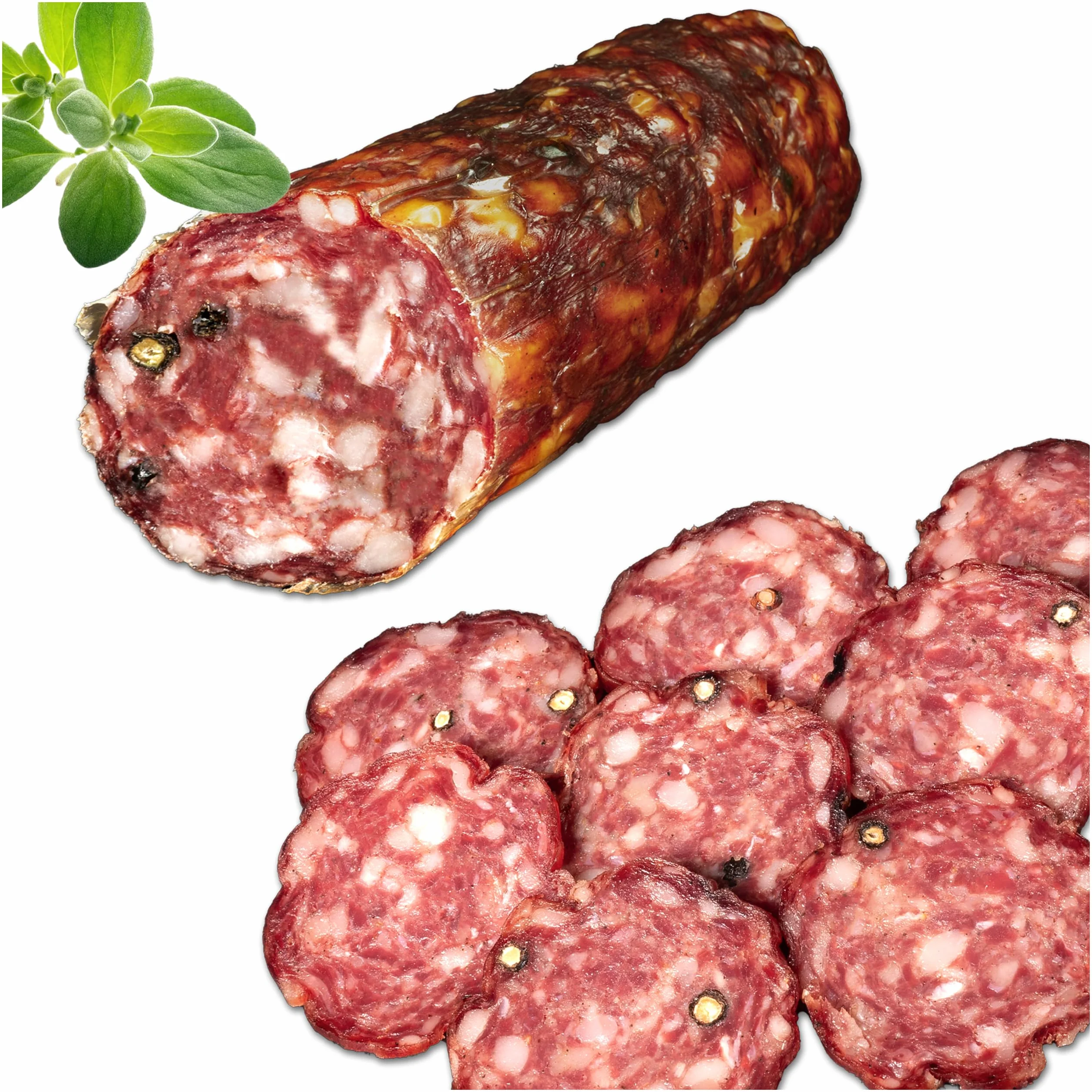 Salami wołowe Hana marynowane z ziołami wędzone na zimno tradycyjna kiełbasa 600g