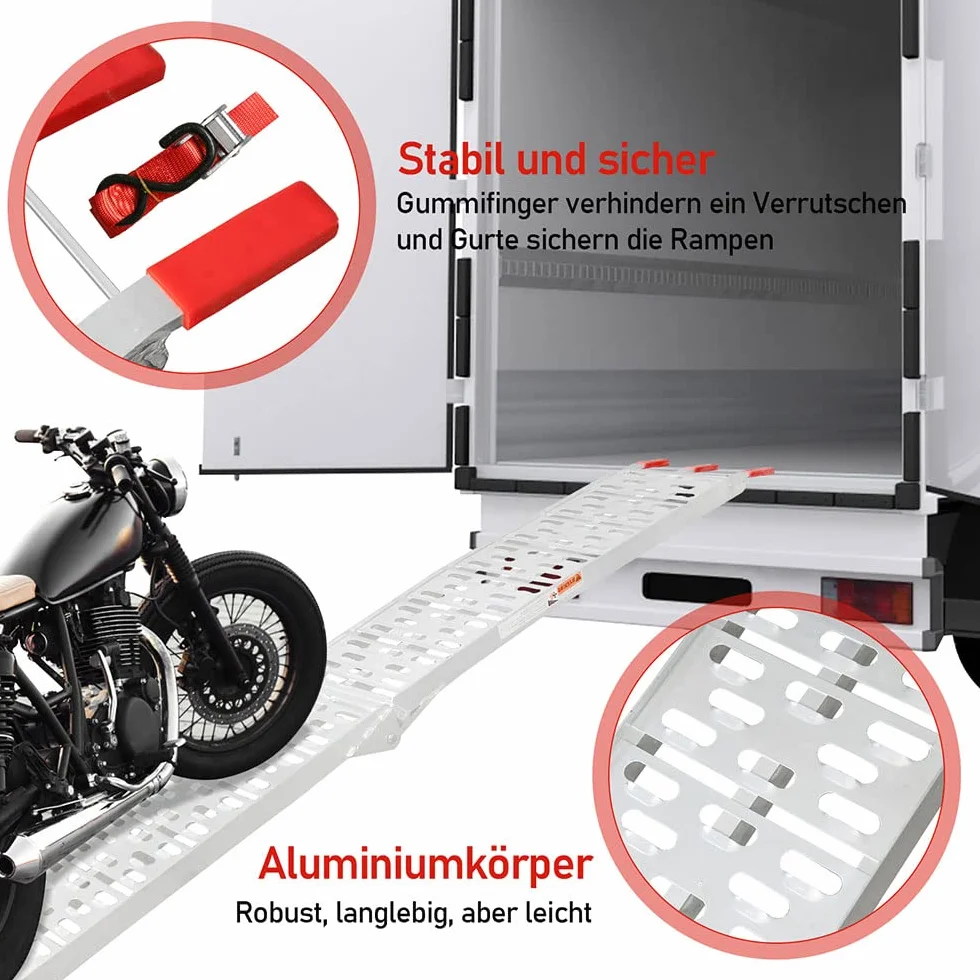 Lospitch aluminiowa rampa załadowcza do motocykla, 680 kg, składana, składana, aluminiowa rampa załadowcza do samochodu, 2 szt