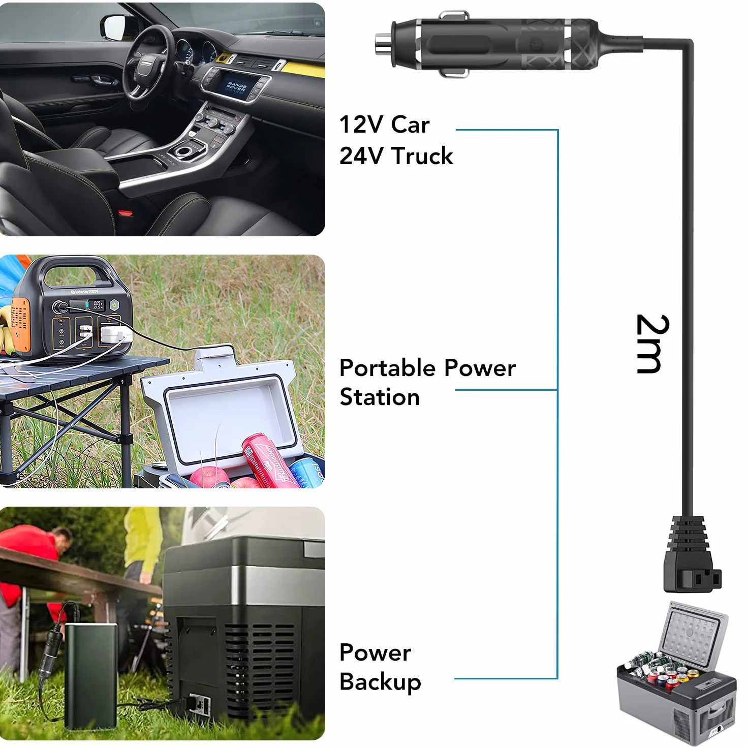 KFD 12 V Przedłużacz Ładowarka Samochodowa do lodówki Przenośna Elektryczna Dometic Mobicool FR40 Alpicool Waeco CF CDF Wtyczka zapalniczki 12 V DC Kabel Lodówka 12V DC Power Cord Lodówka Samochód