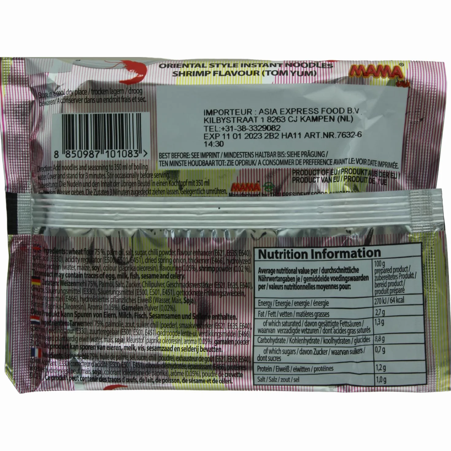 Makaron instant krewetki MAMA opakowanie zbiorcze 30 x 60 g