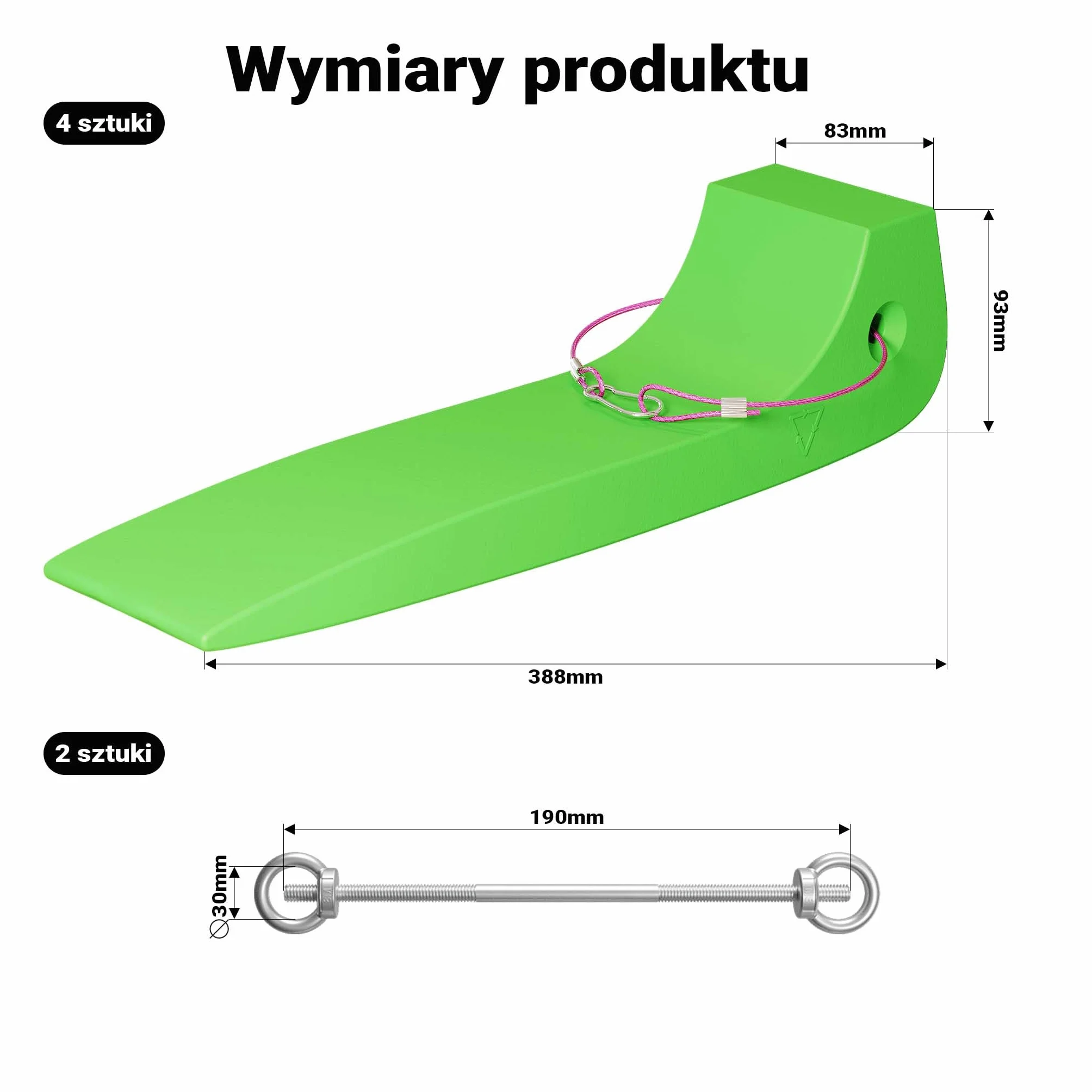 Wiltec Kliny pod koła 4x do auta, kampera i przyczepy kempingowej do 1814 kg obciążenia na klin, blokada pod koła z HDPE, zestaw stabilizujący transport