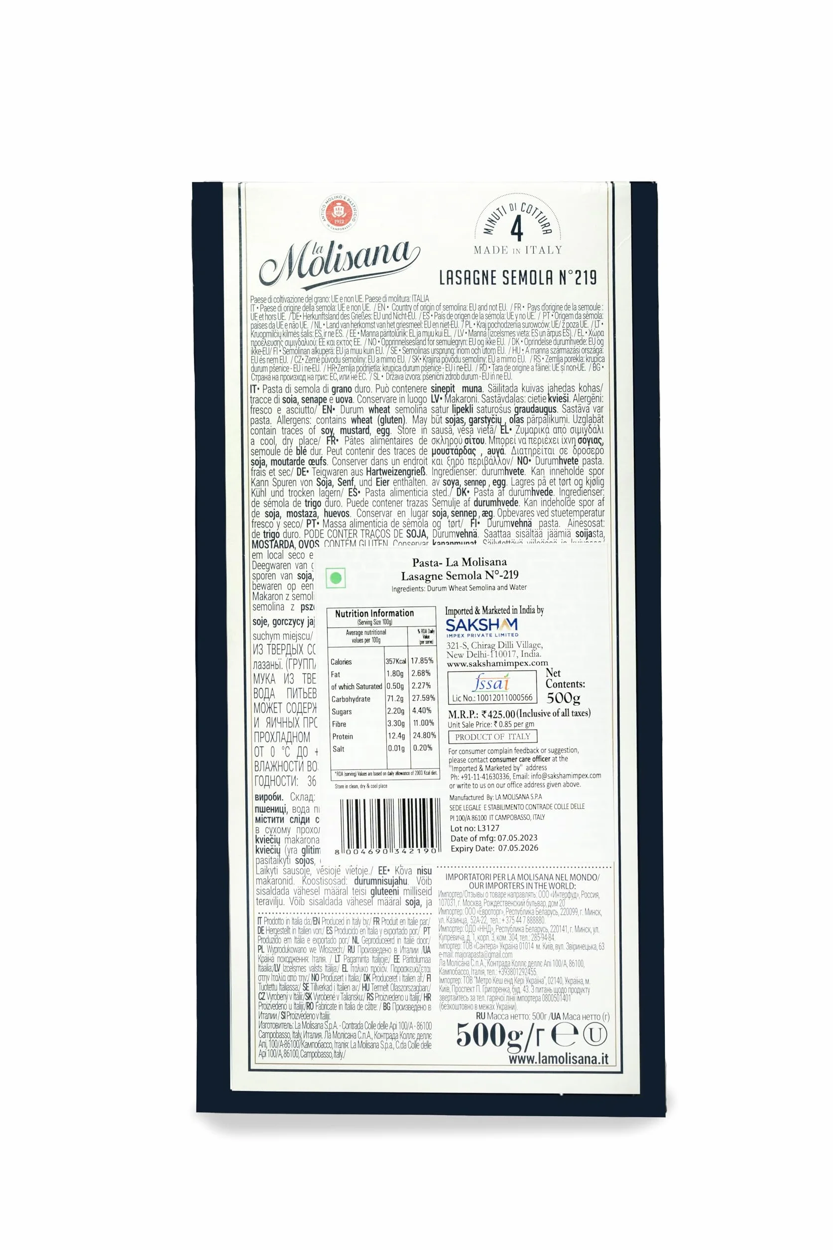 Lasagne lazania n219 500gr La Molisana makaron