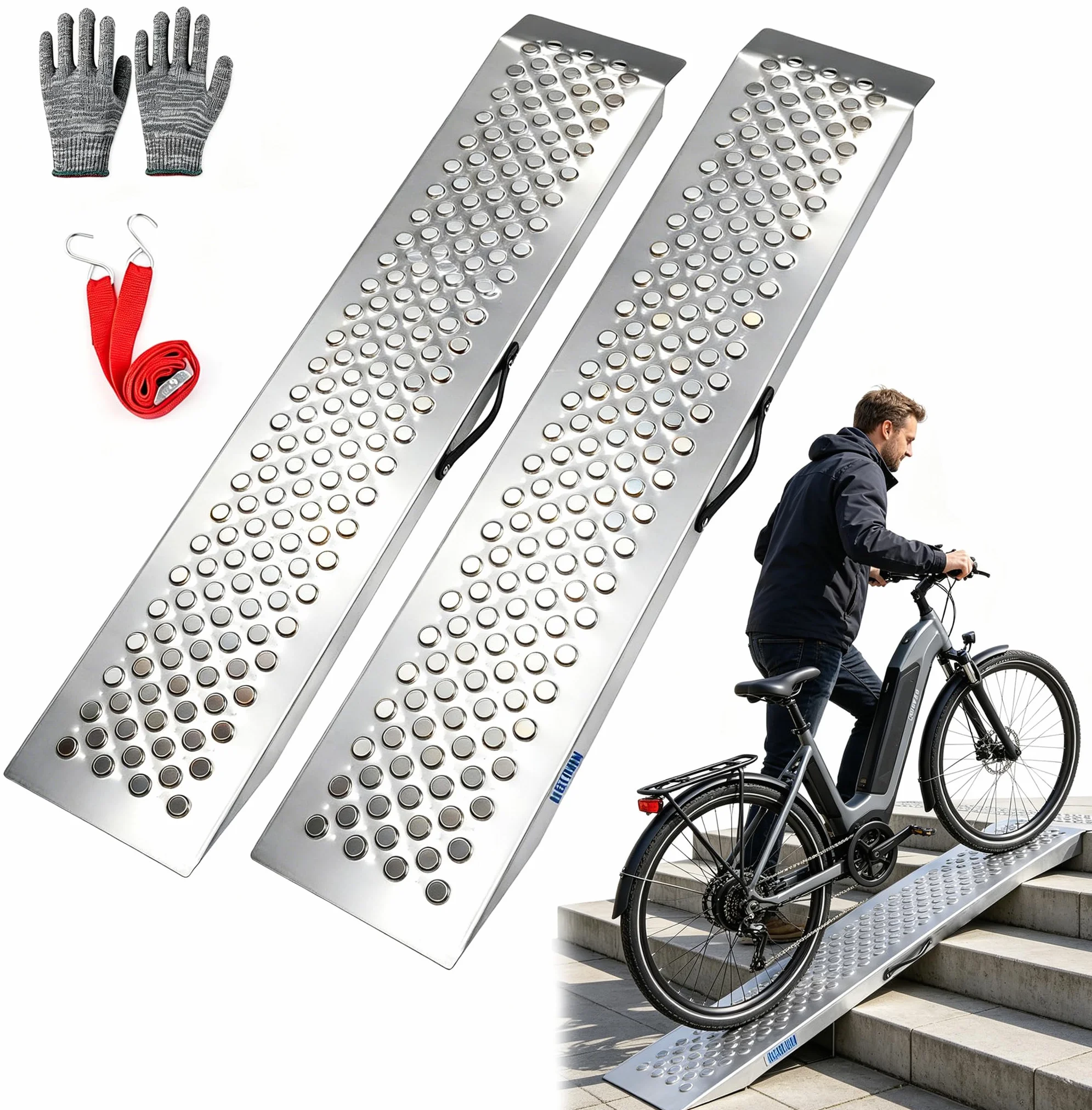 LIEKUMM 2 x rampa najazdowa, 120 cm, nośność 600 kg, stalowa, do motocykla, motocykla elektrycznego, ATV, warsztatu, rampy najazdowej, do przyczepy, garażu, motocykla, 2 szt
