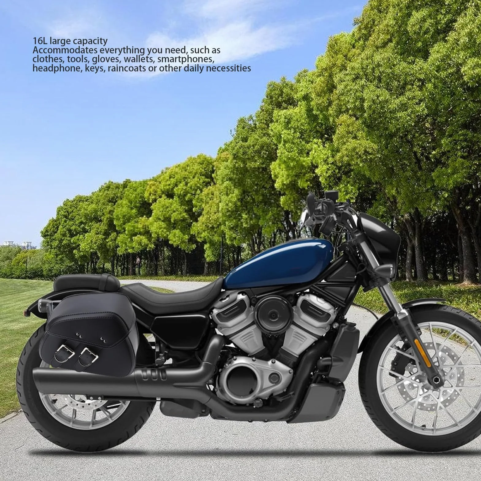 Yosoo Health Gear Boczne Torby Motocyklowe ze Skóry PU 16L Uniwersalne Sakwy Motocyklowe Wodoodporne Regulowane Mocowanie Liny na Niezbędne Rzeczy Z wewnętrzną kieszenią Z Siateczki Zachowującą