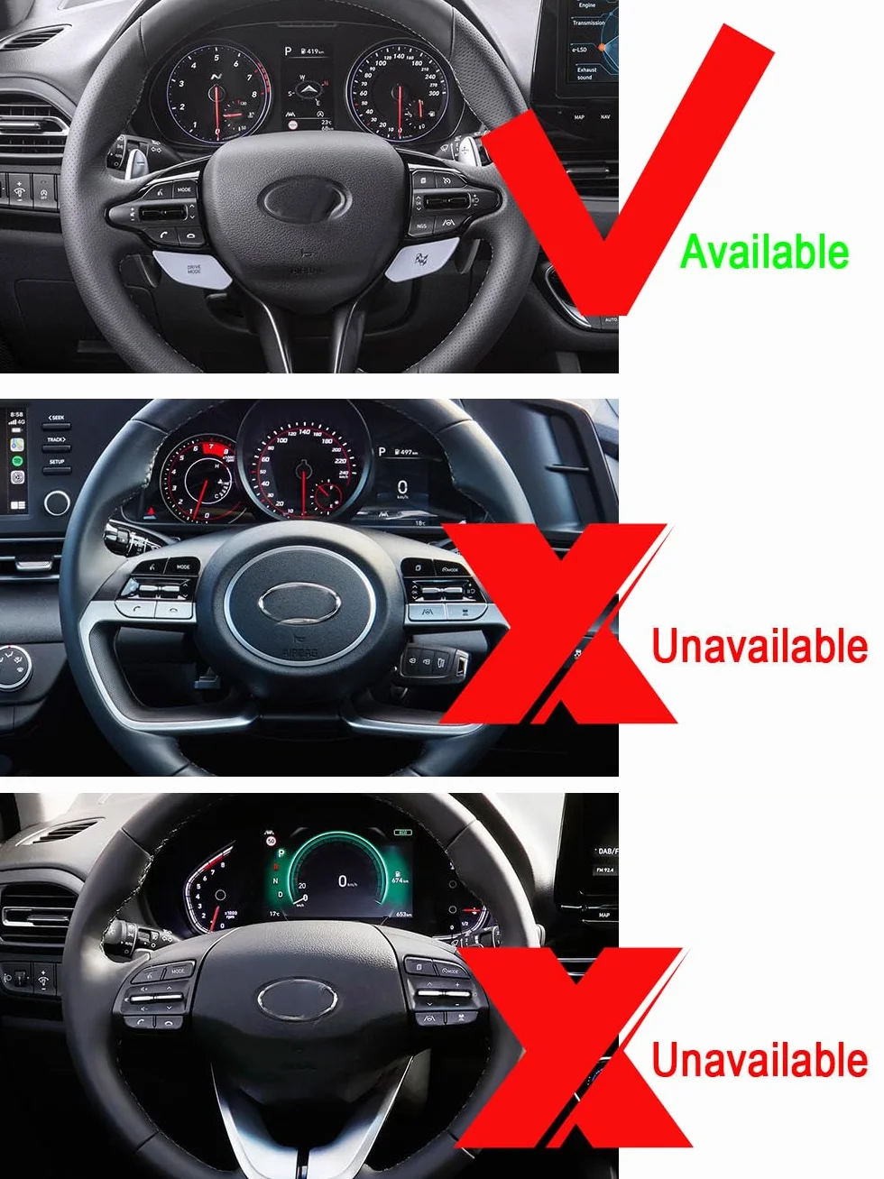 ontto Łopatka zmiany biegów na kierownicę samochodową, przedłużenie, pasuje do Hyundai I30, Wagon N, Line, Veloster Kona Elantra Avante GT CN7 2019-2024, metalowa dźwignia zmiany biegów, rozszerzenie,