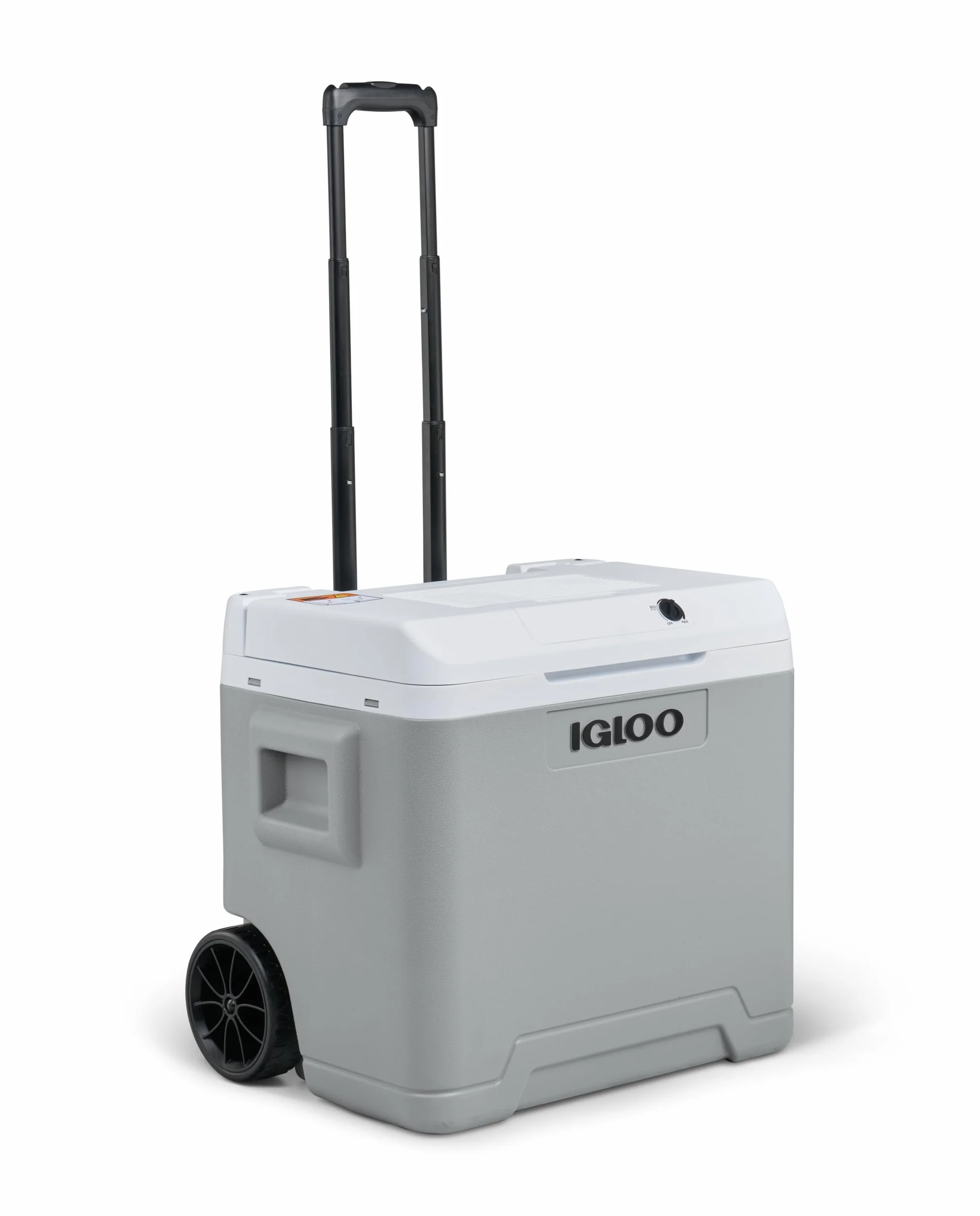 IGLOO IE42 elektryczna lodówka turystyczna 12V/230V, 42L – kompaktowa lodówka samochodowa na kemping, łódź i festiwale, z kółkami i teleskopowym uchwytem, schowkiem na kabel oraz trybem Eco/Max
