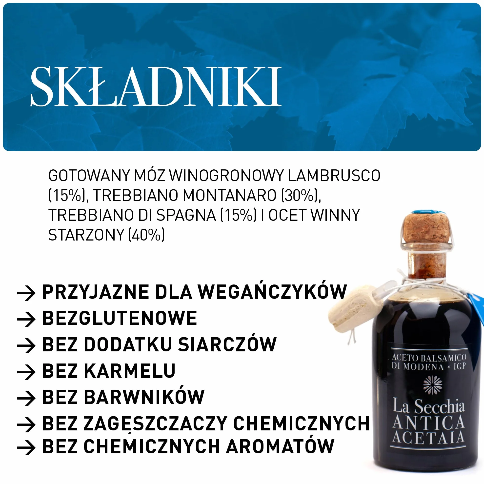 La Secchia - "Tre Stelle" ChOG Ocet Balsamiczny z Modeny, Dojrzewający w 12 Beczkach Wiśniowo-Morwowych, Średniej Gęstości, Butelka 250 ml z Korkiem Dozującym