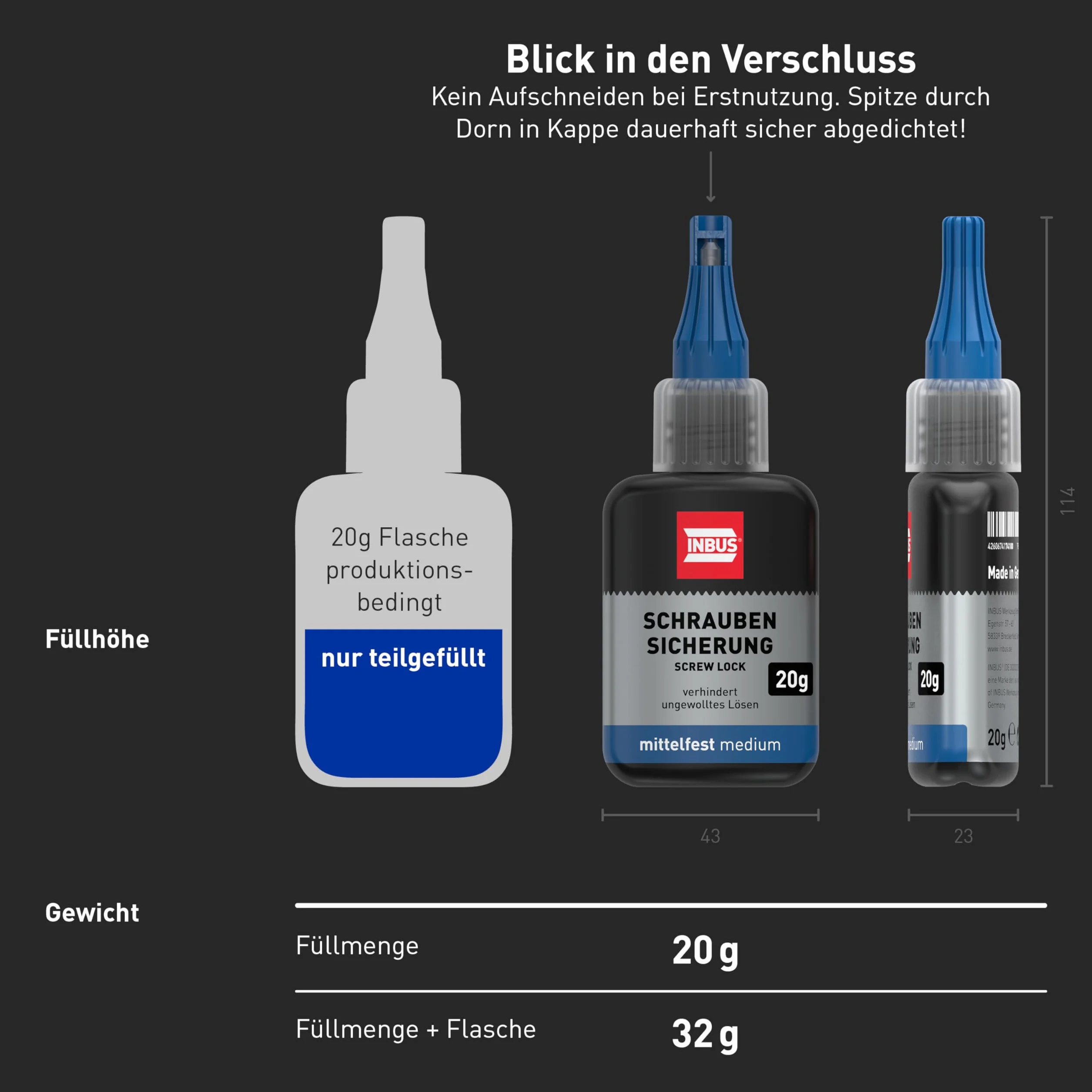 Inbus 79560 Zabezpieczenie Śrubowe, Niebieski, 20 g