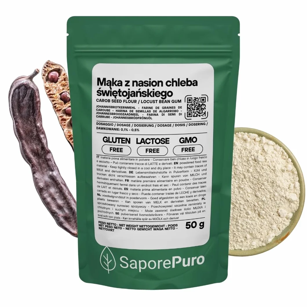 Saporepuro Mączka z nasion chleba świętojańskiego 50 g bezglutenowa zagęstnik żelujący