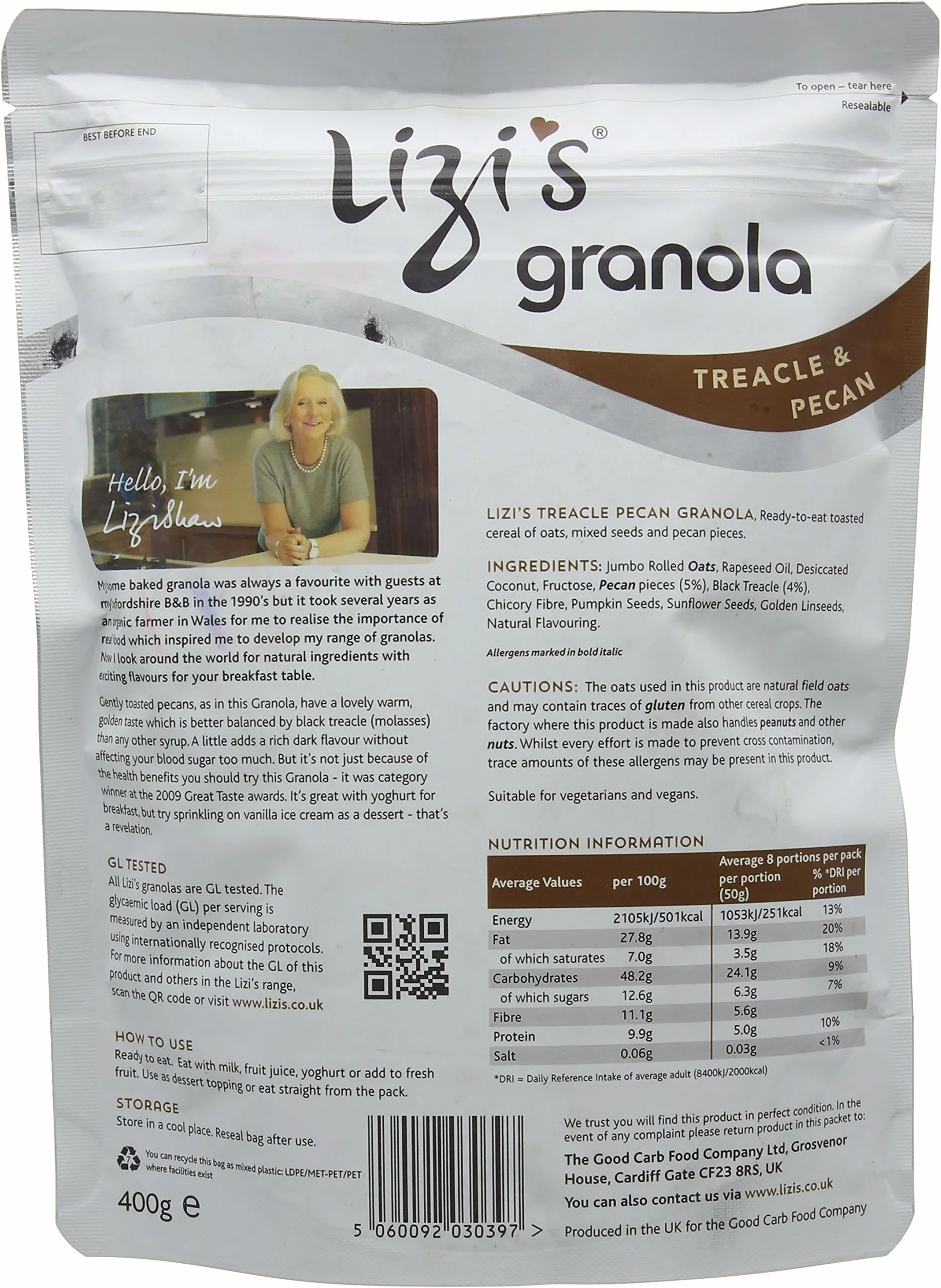Treacle & pekan Granola 400 g (Lizi's)