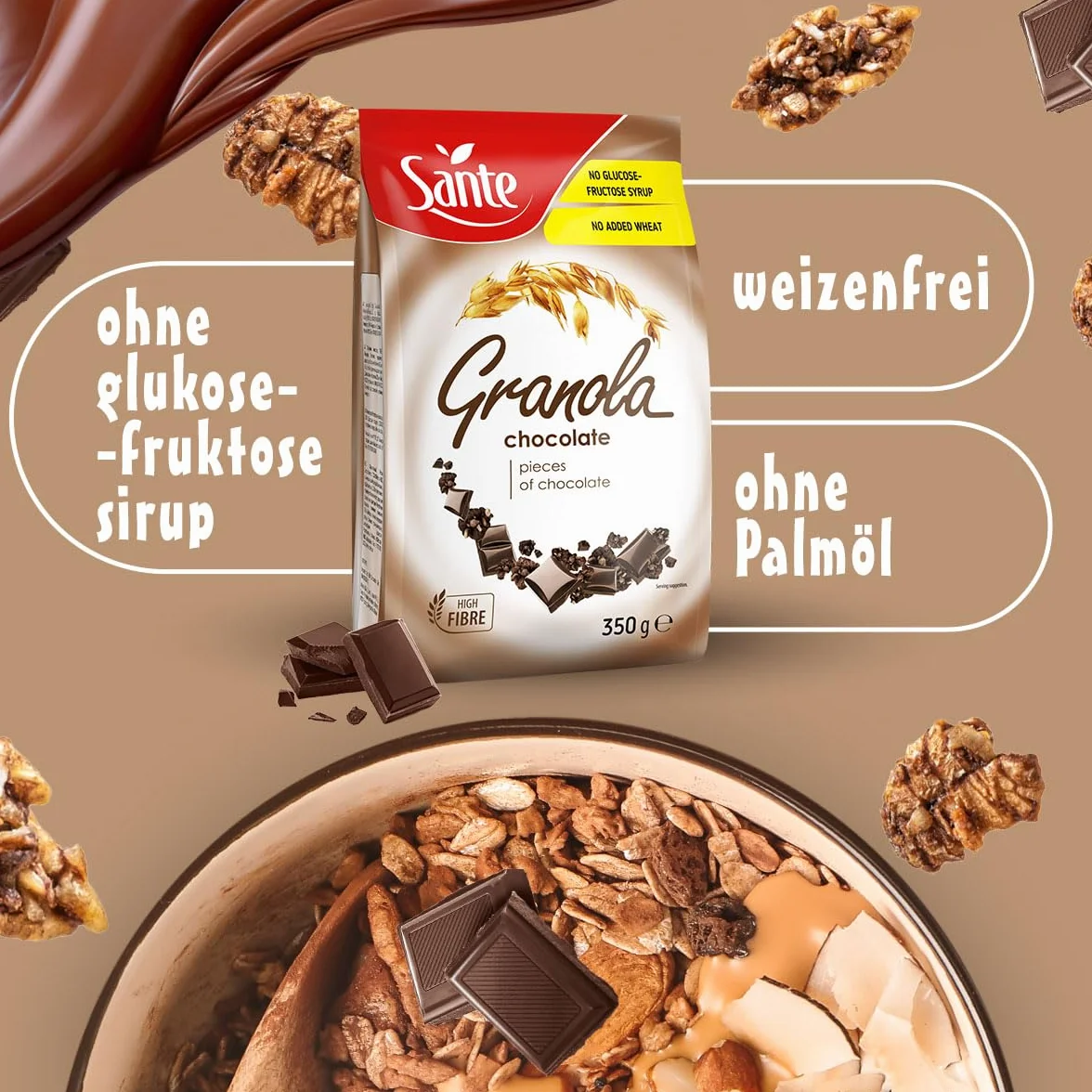 SANTE GRANOLA CZEKOLADOWA 350G MUSLI ZDROWE