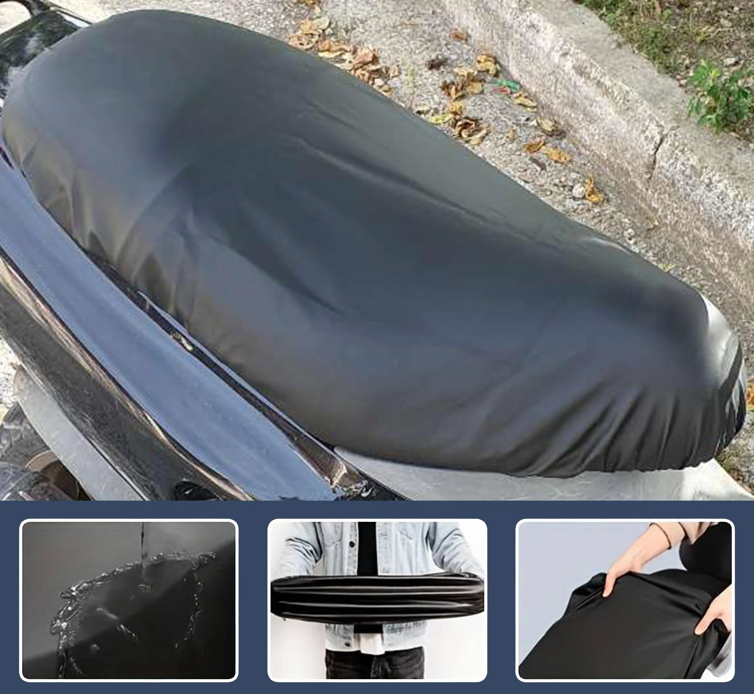 Auto Accessori Lupex Uniwersalny wodoodporny pokrowiec na siodełko w rozmiarze Maxi 115 x 50 cm, materiał PU sztuczna skóra, pokrowiec na siodełko, do skuterów i motocykli, czarny, z torbą, M L XL