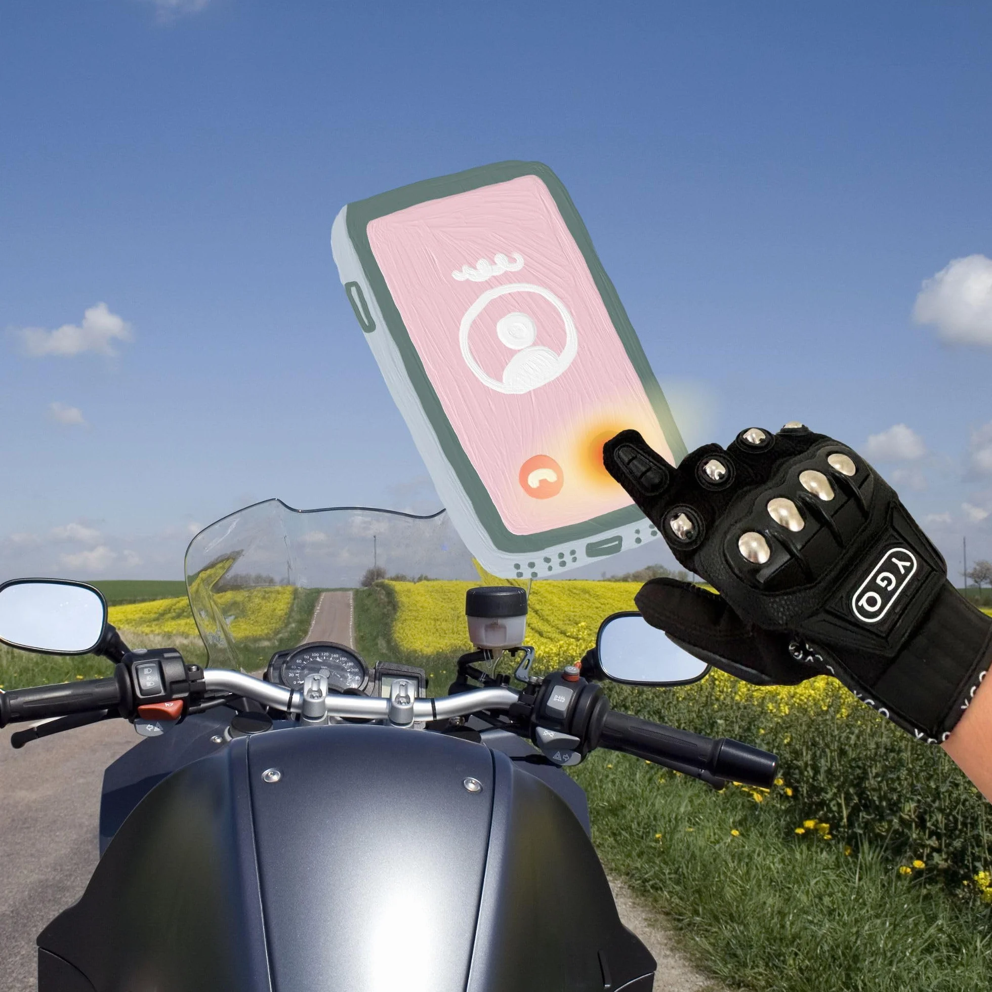 Motocyklowe rękawice Powersports dla mężczyzn, do obsługi ekranów dotykowych, rękawice motocyklowe z twardą skorupą i wyściółką dłoni do sportów wyścigowych