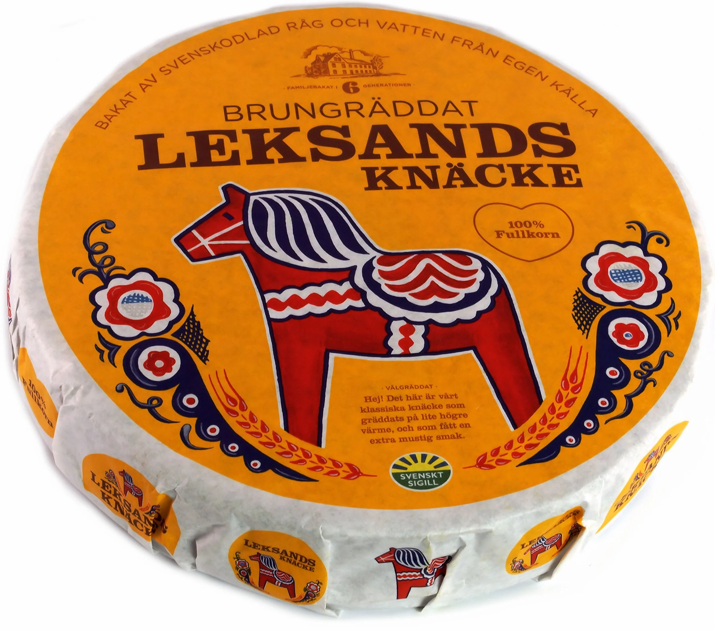 Leksands Knäckebröd brungräddat okrągły chleb chrupki brązowy opakowanie 4 szt.