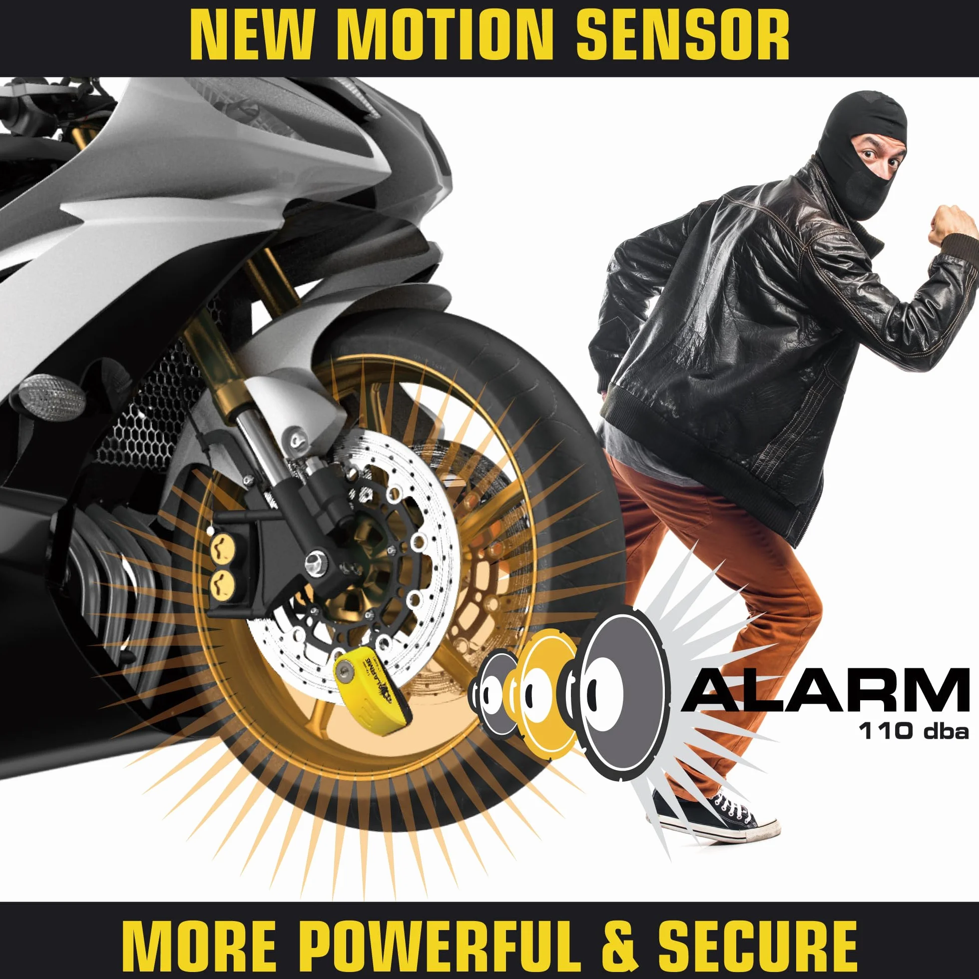 FR SECURITE FR7Y Kłódka antykradzieżowa Motocykl Disc Alarm 110dB Wodoodporny Uniwersalna blokada hamulca