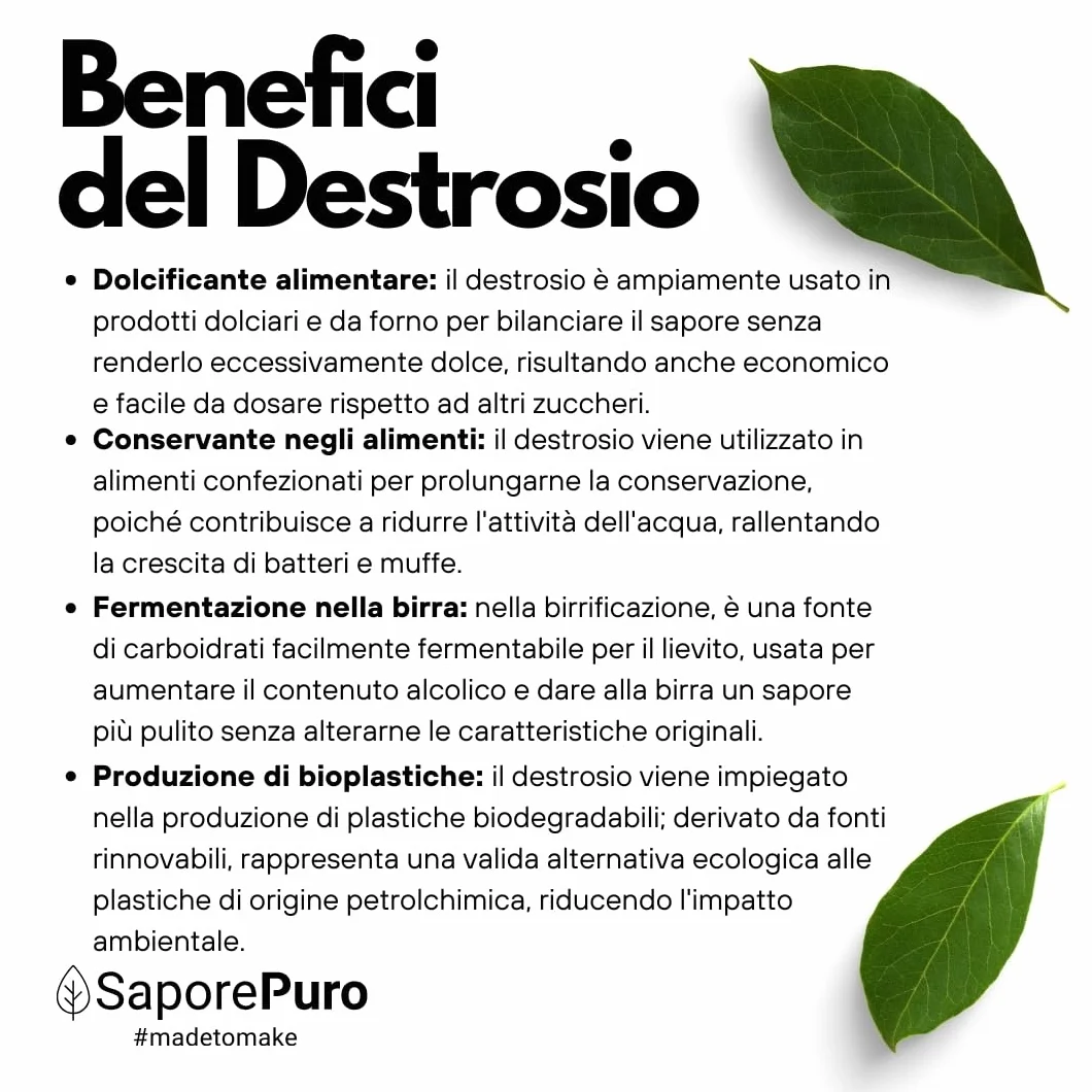 SaporePuro DEKSTROZA Monohydrat 1,5 kg - Idealny do deserów, lodów i sorbetów