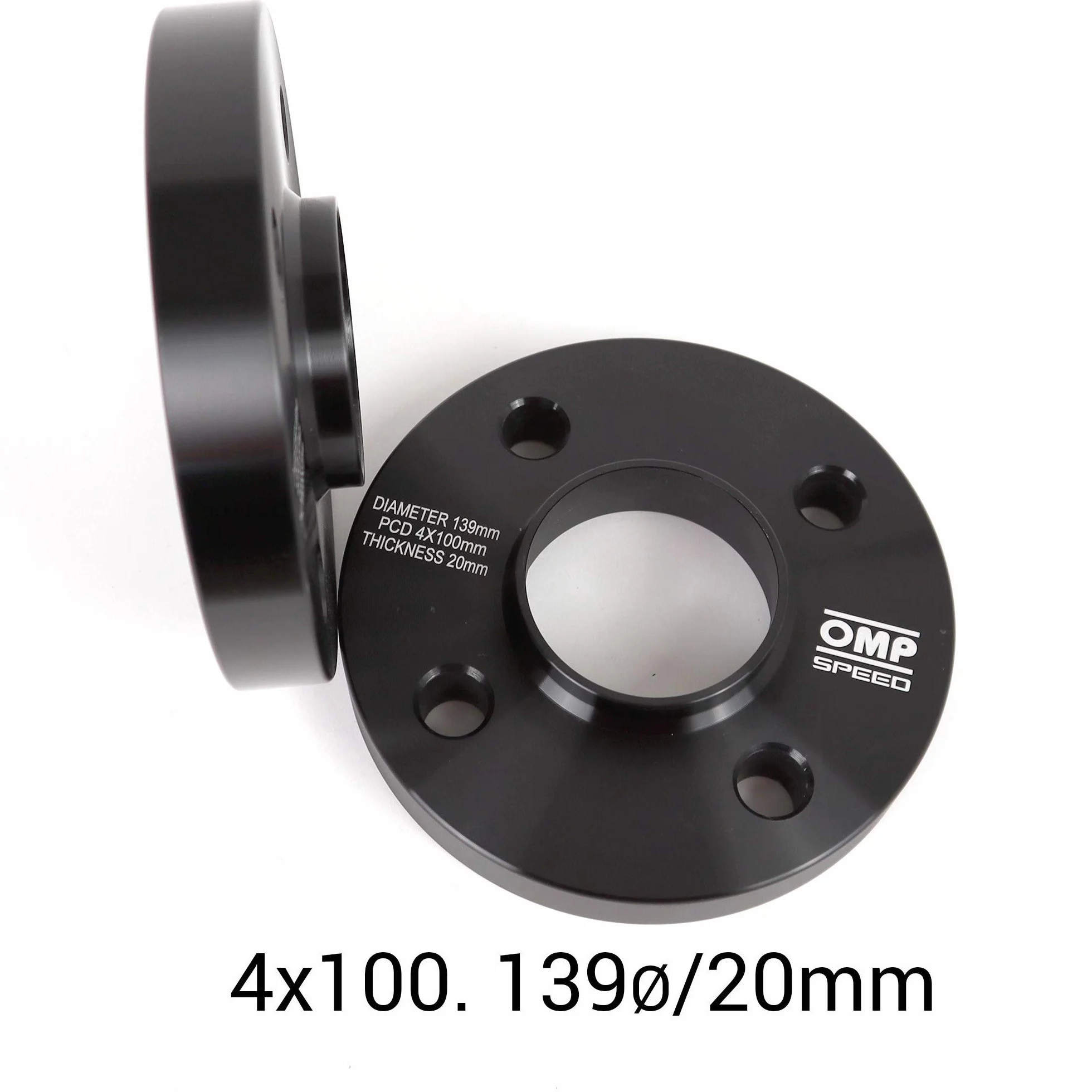 OMP Speed Zestaw Dystanse Podwójnie Centrujące Grubość: 20mm PCD: 4X100 CB.H: 60.1 CB.W: 60.1 OD: 139 Śruba M12X1.5 Stożek Kolor Czarny