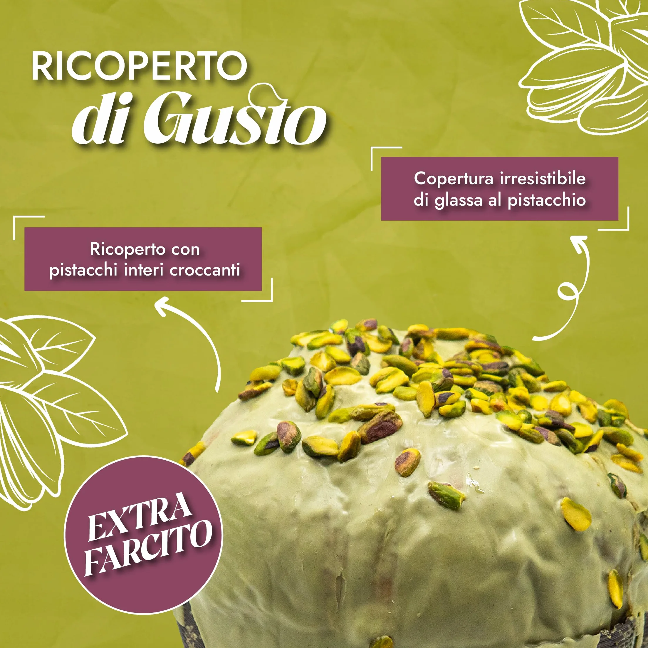 RACILIA Artisan Pistacjowy Panettone z dodatkowym nadzieniem 500g | Z kremem pistacjowym i chrupiącym lukrem | Wolne zakwaszanie 36h z drożdżami macierzystymi i naturalnymi składnikami | 1,5 kg
