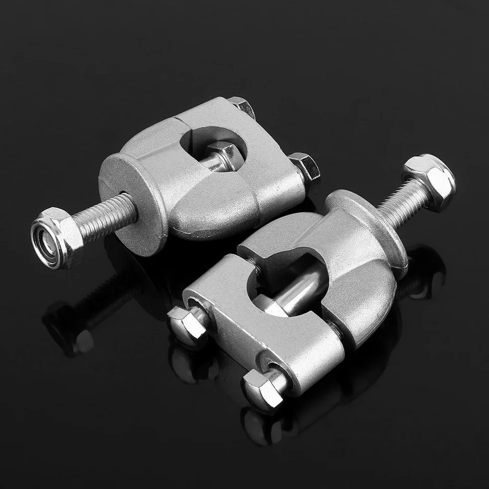 7/8 22 mm Zacisk do montażu na kierownicy, 2 szt./para uniwersalne srebrne podnóżki zaciskowe na kierownicę do motocykla Dirt Bike ATV uchwyt motocyklowy