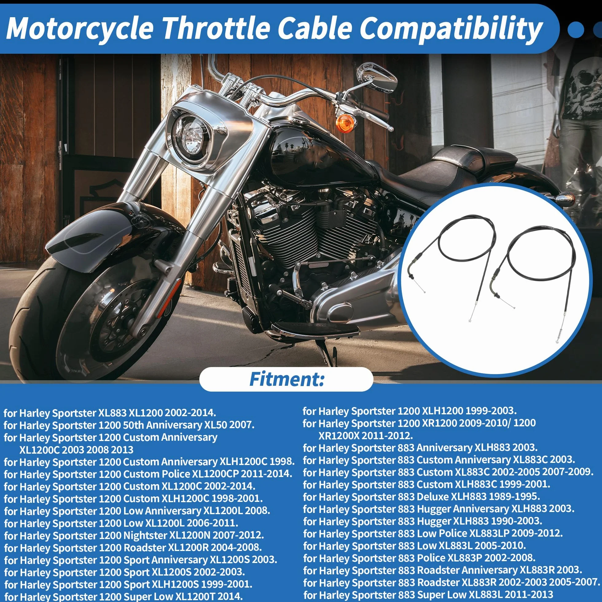 Kabel przepustnicy motocyklowej 130 cm nr 8831200 kabel sterujący przepustnicą do Harley Sportster XL883 XL1200 2002-2014