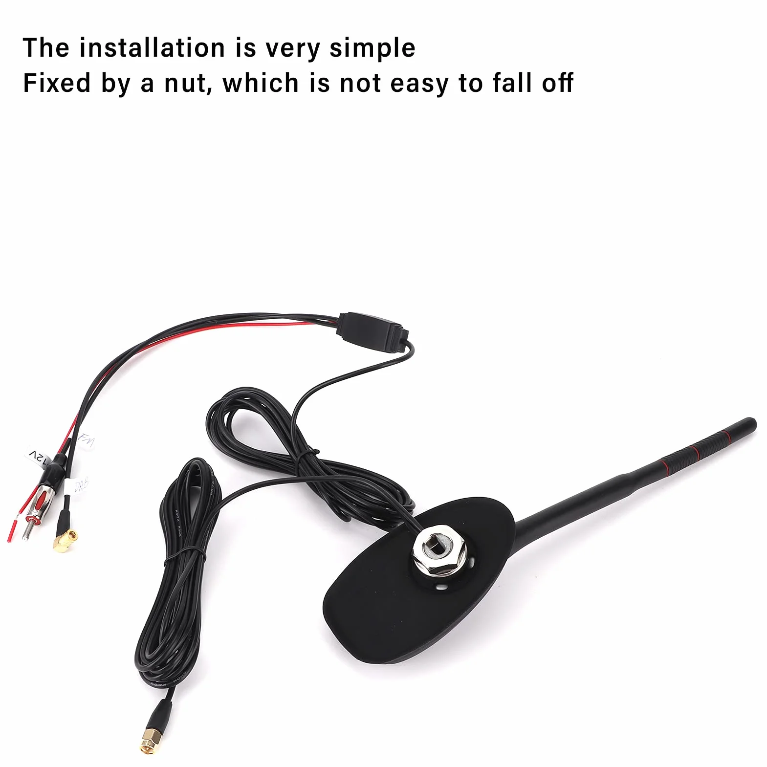 Antena Samochodowa DAB+GPS+FM Antena Samochodowa Radio Cyfrowe Kombinowana Antena Dachowa FM/AM ze Wzmacniaczem Wzmacniacz Sygnału Adapter SMB DIN z Przedłużaczem 5m do Radia