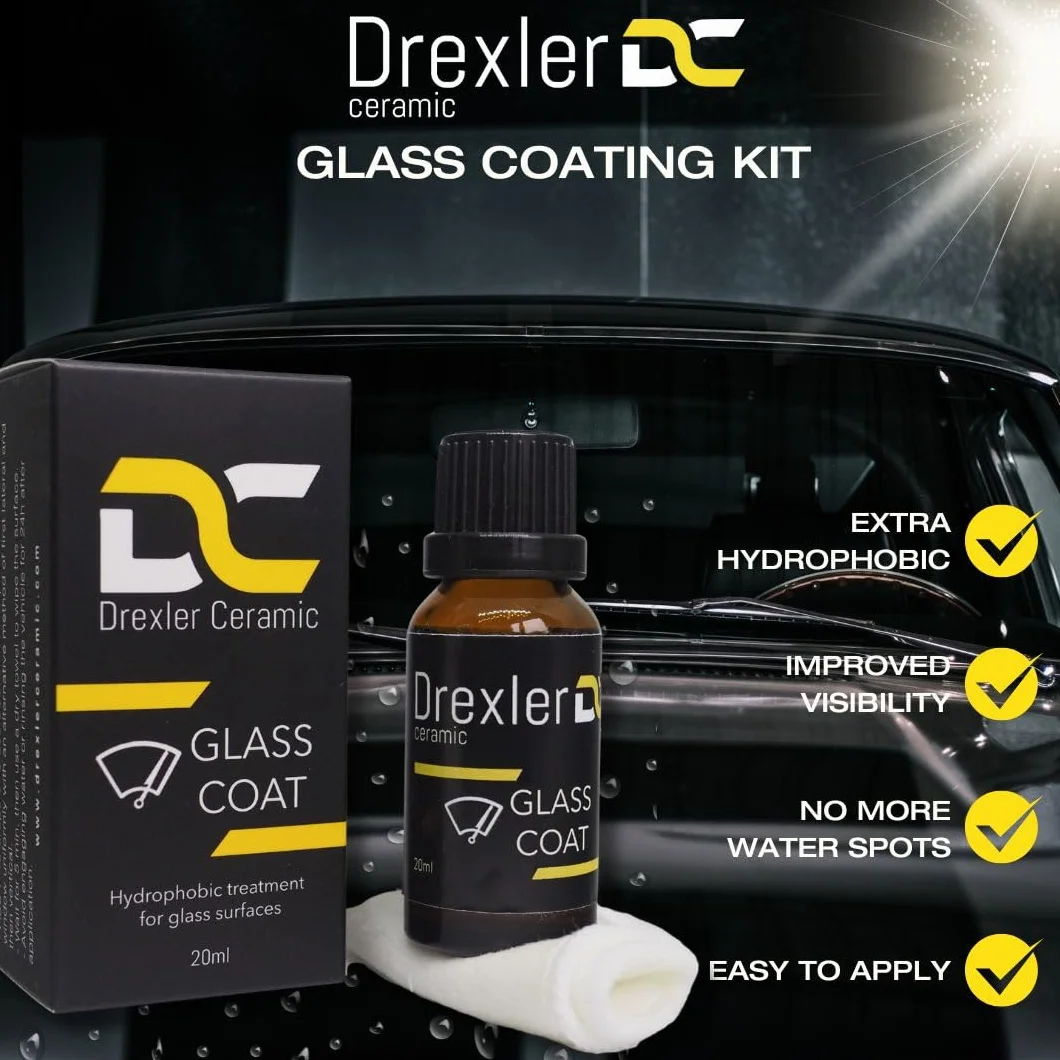 Glass Coat 20 ml - 24-miesięczna hydrofobowa ceramiczna ochrona szyb i przedniej szyby, zwiększona widoczność, wodoodporna powłoka do samochodów i samochodów