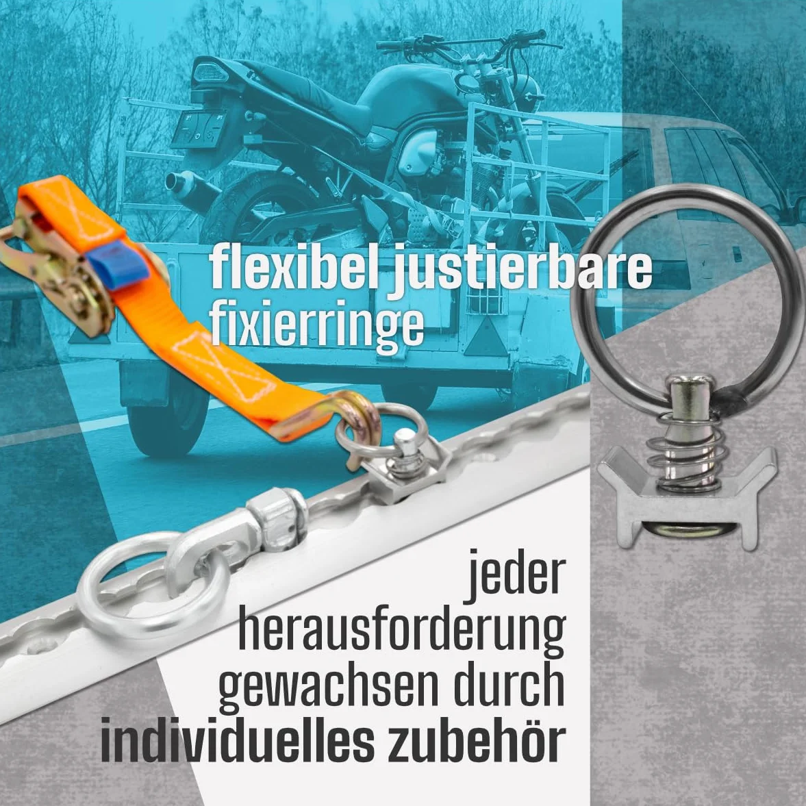 4 x aluminiowa szyna lotnicza 1 m, półokrągły profil nadaje się do przyczep, samochodów osobowych, ciężarowych, kamperów, przyczep kempingowych, warsztatów itp.