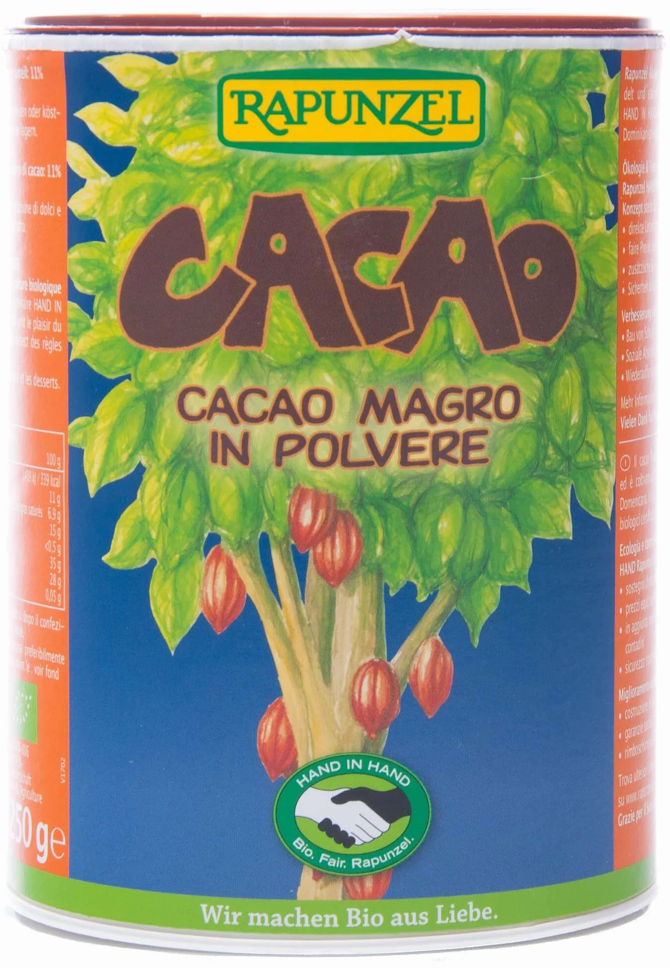 Rapunzel kakao w proszku mocno odtłuszczone Bio 250 g