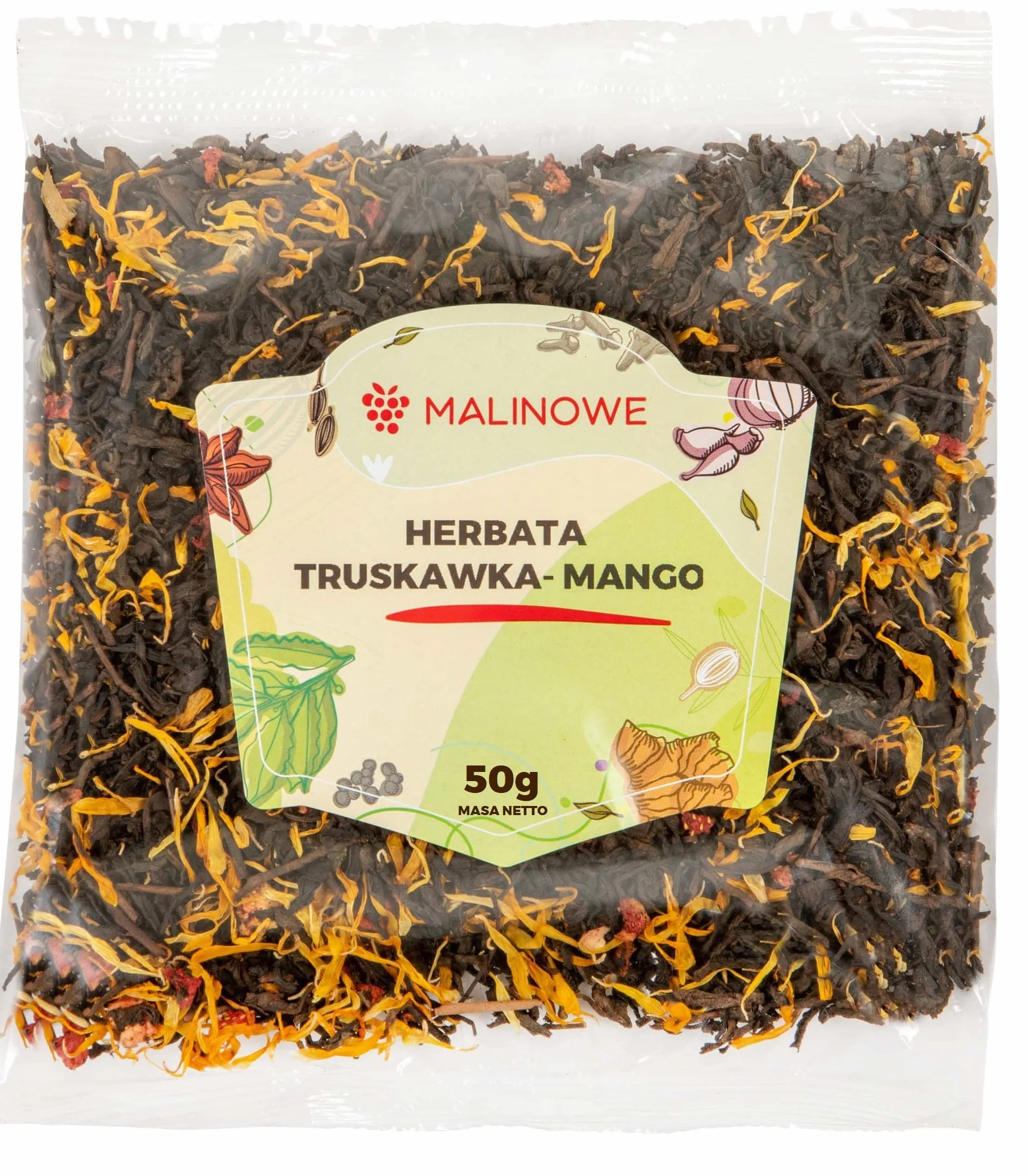 Herbata Czerwona PU-ERH TRUSKAWKA MANGO NATURALNA
