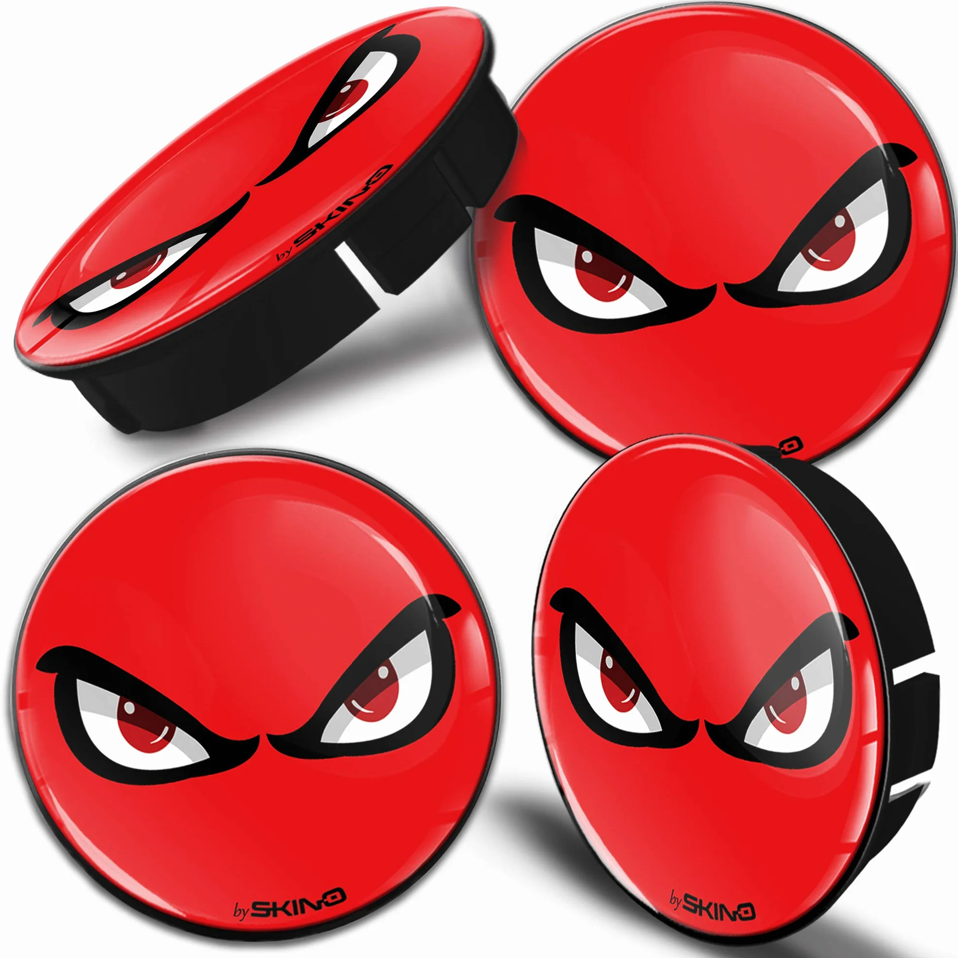 4 x 60 mm silikonowe dekielki do felg No Fear Eyes czerwone kołpaki na piasty kół do tuningu C 75