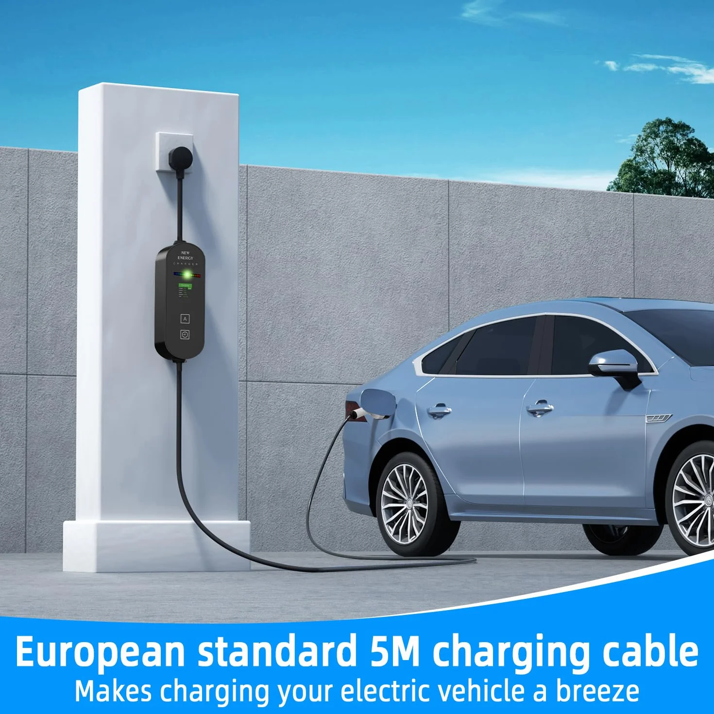 Przenośny kabel do ładowania EV Schuko 3,5 kW 6-16 A z wyświetlaczem cyfrowym do samochodów elektrycznych