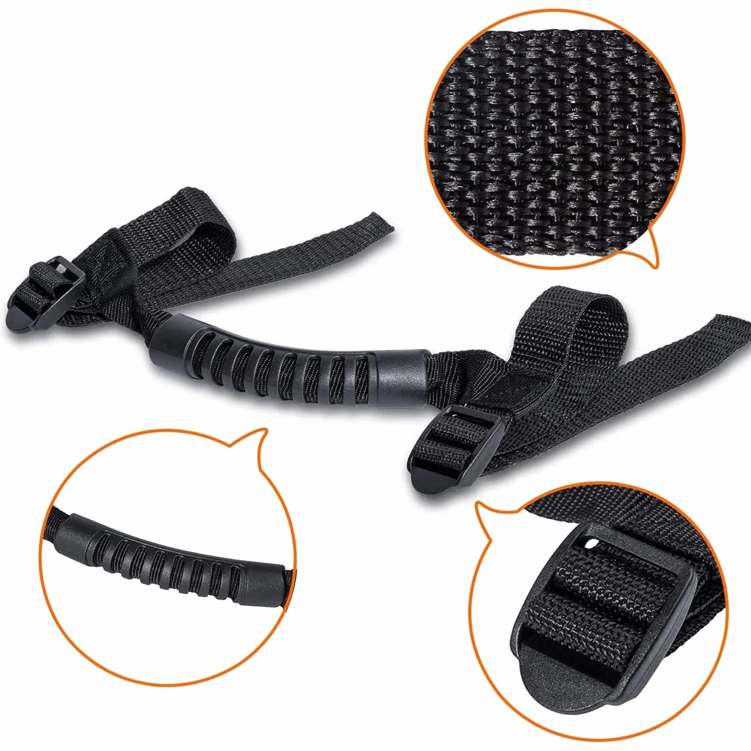 2 szt. Rama uchwytu samochodowego zmodyfikowany uchwyt do drzwi dachowych lina do ciągnięcia antypoślizgowa/pasuje do Jeep Wrangler 1987-2019 YJ TJ LJ JK JL (czarna)
