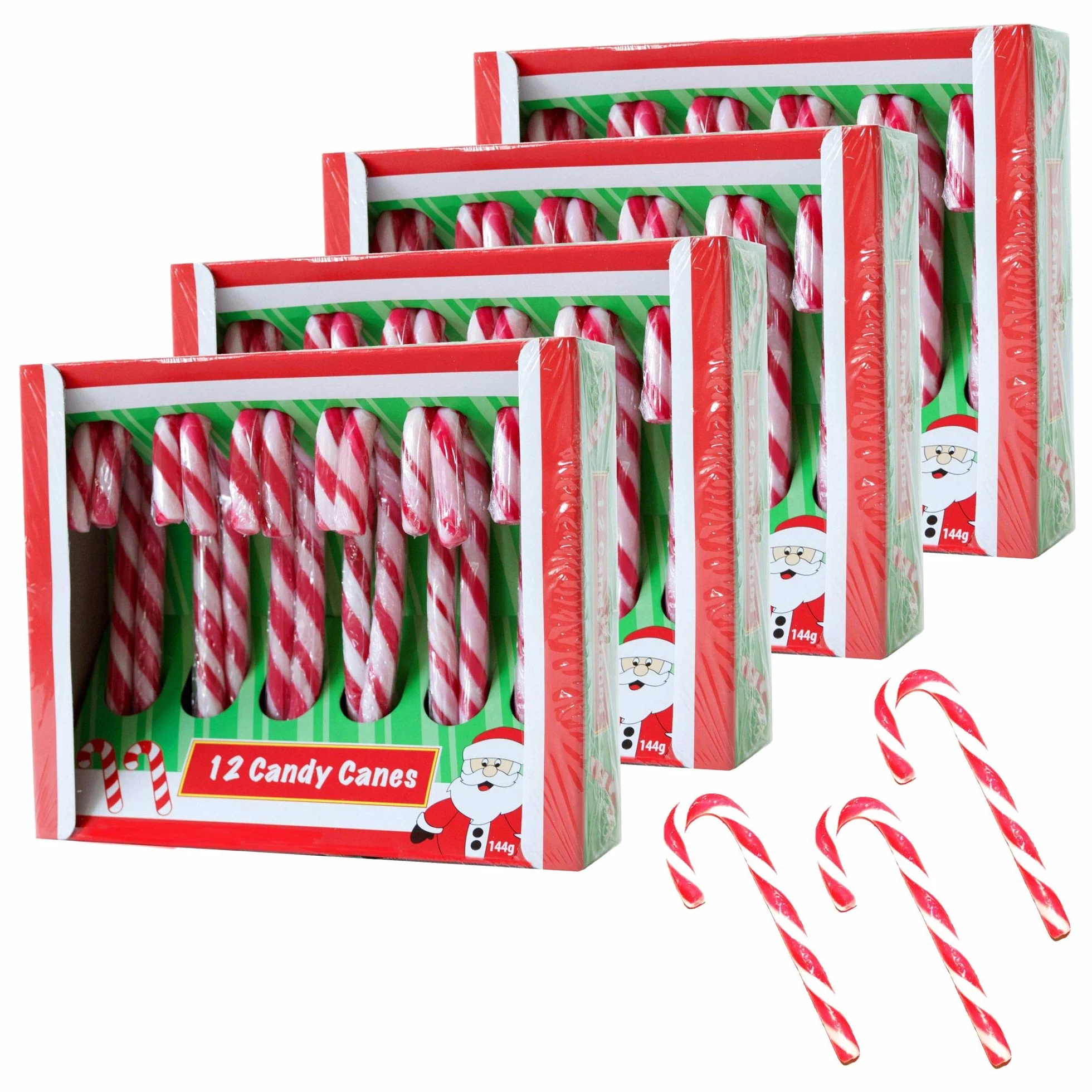 Becky´s 4 x 12 lasek cukrowych – Candy Canes – smak truskawkowy, czerwono-biały – 48 sztuk, po 12 g