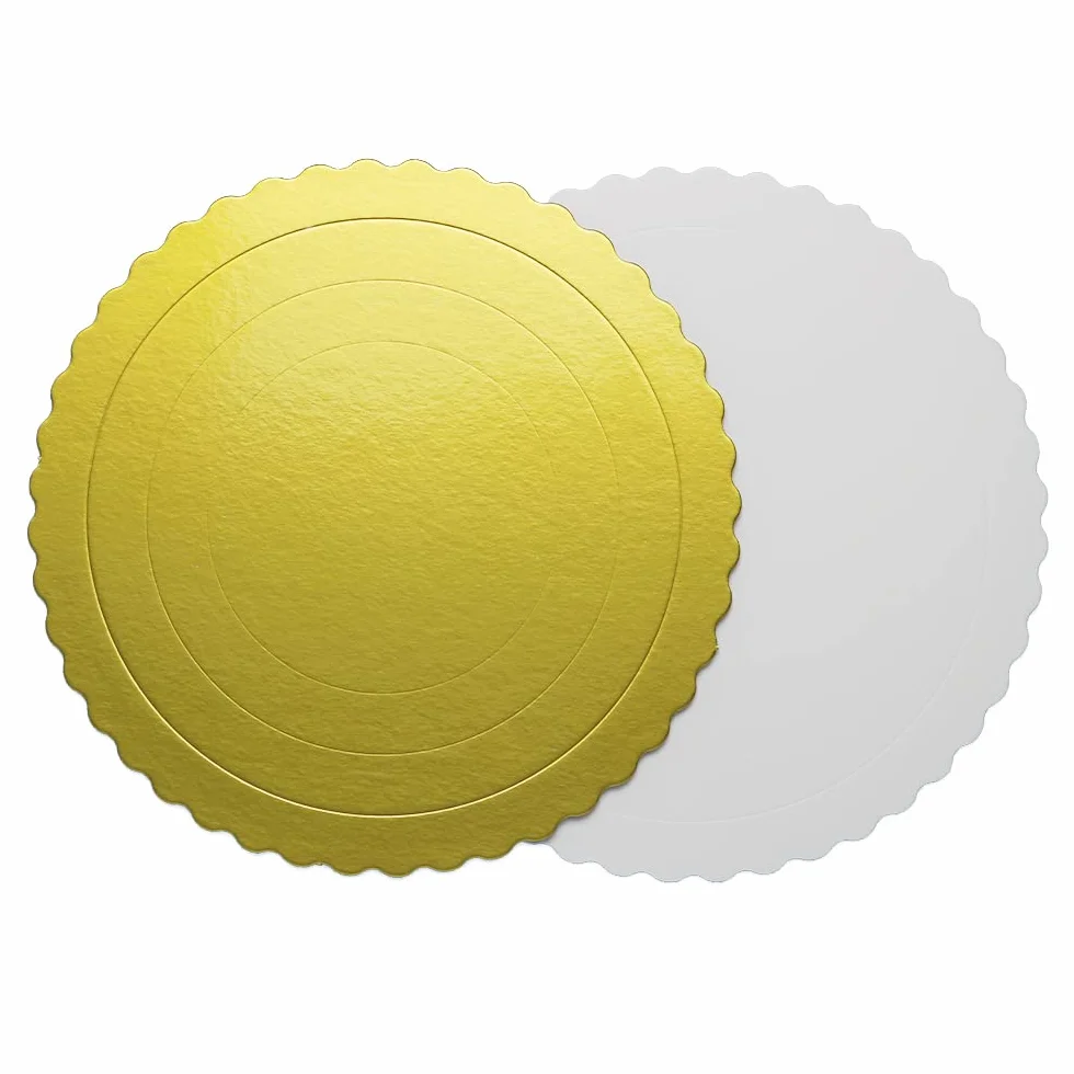 Cake Drum Gold Biały Papierowy Cake Board Ø 20 cm 10 sztuk