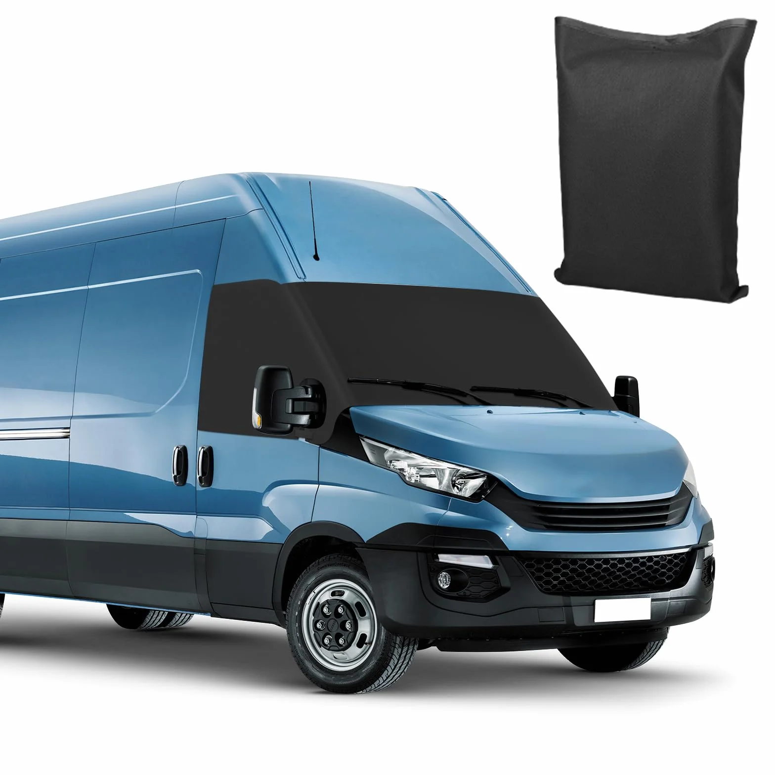 Iveco Daily 2014-2025, osłona przedniej szyby samochodowej, wodoszczelna tkanina Oxford 600D, chroni przed śniegiem, lodem, kurzem, słońcem, czarna