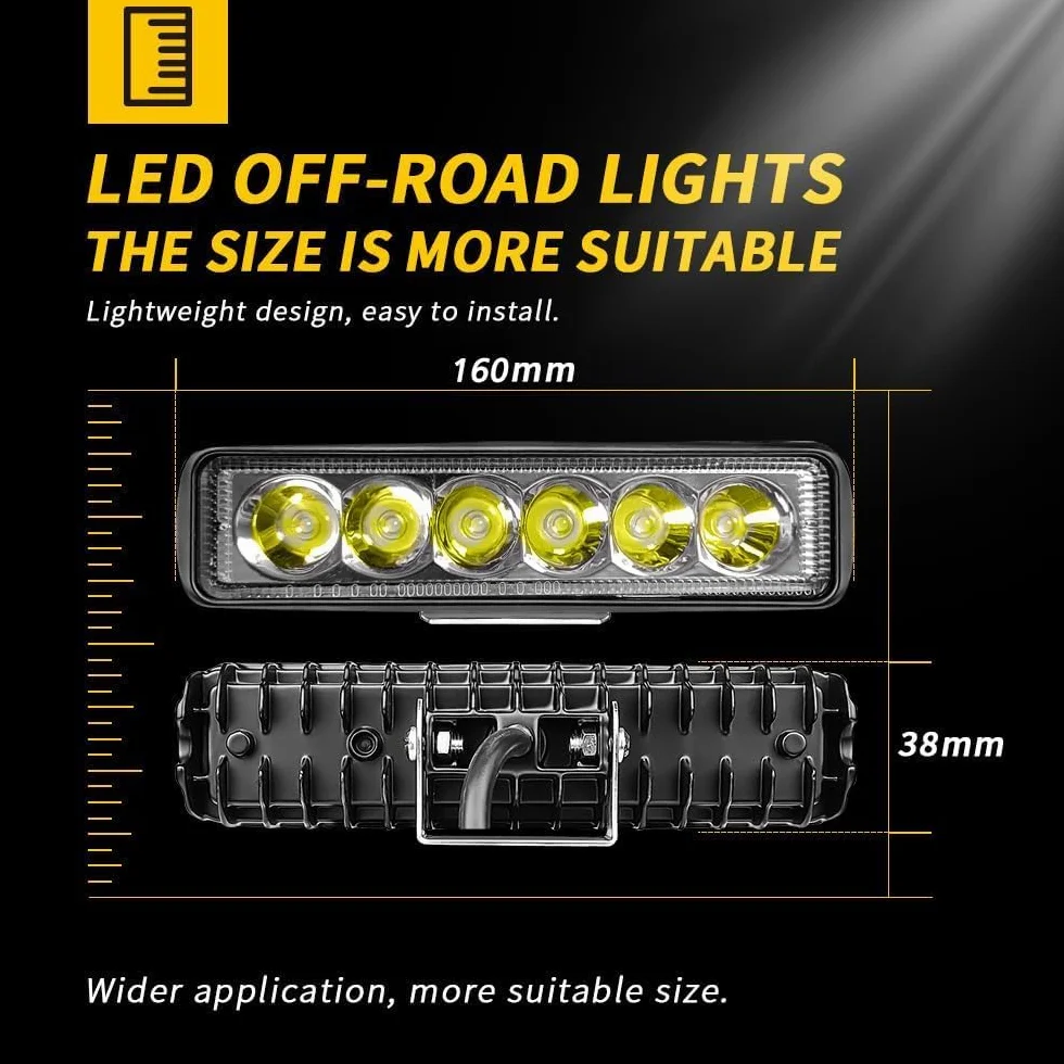 Willpower 4 reflektory robocze LED, 6 cali, 18 W, reflektor LED, 12 V, do samochodów, koparek, przyczep, traktorów, ciężarówek, SUV-ów, offroadów