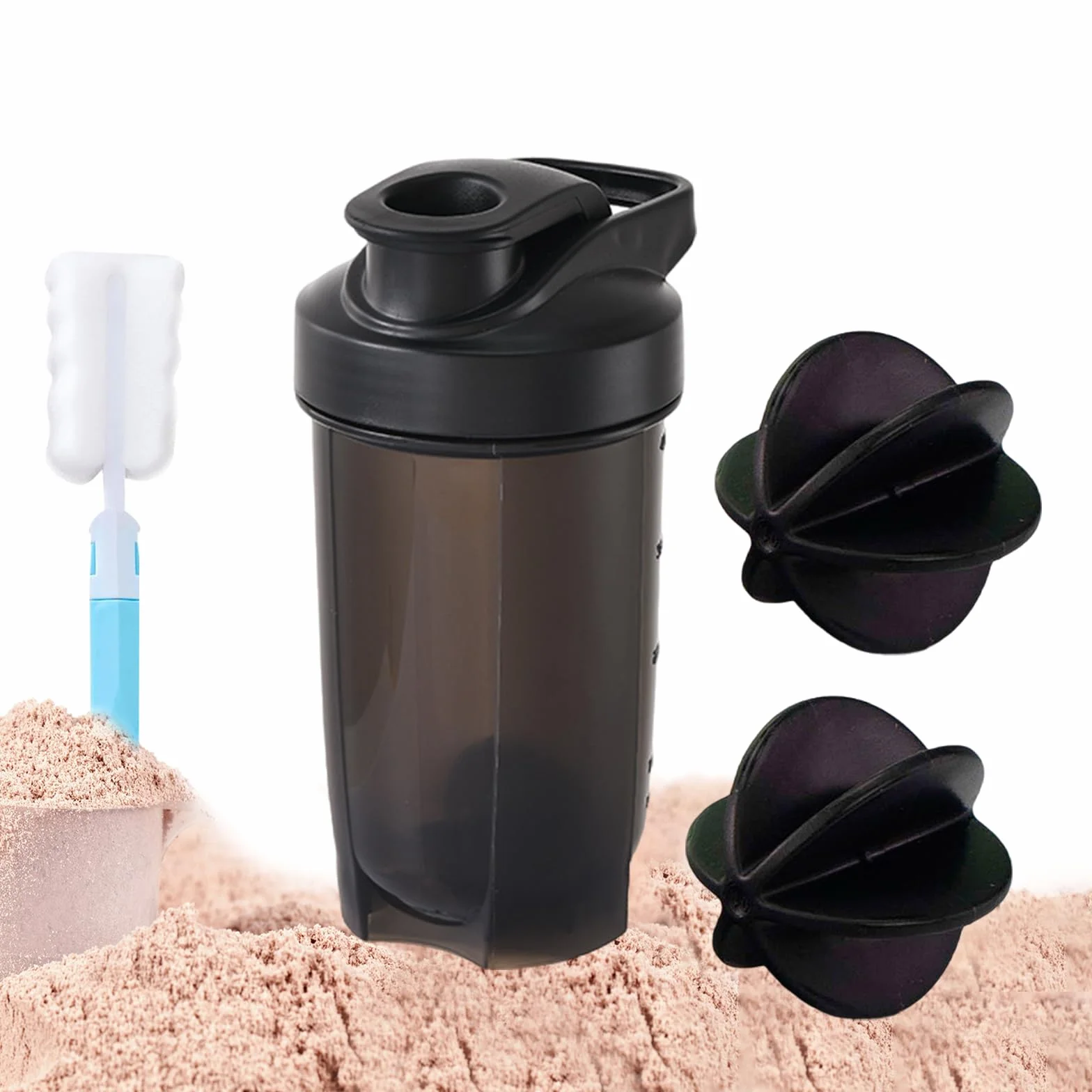 Shaker do białek 400 ml z obrotową nakrętką czarny