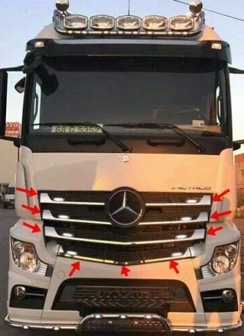Chromowany zestaw osłon grilla przedniego do Actros MP4 2013+ wąska kabina 9-częściowy