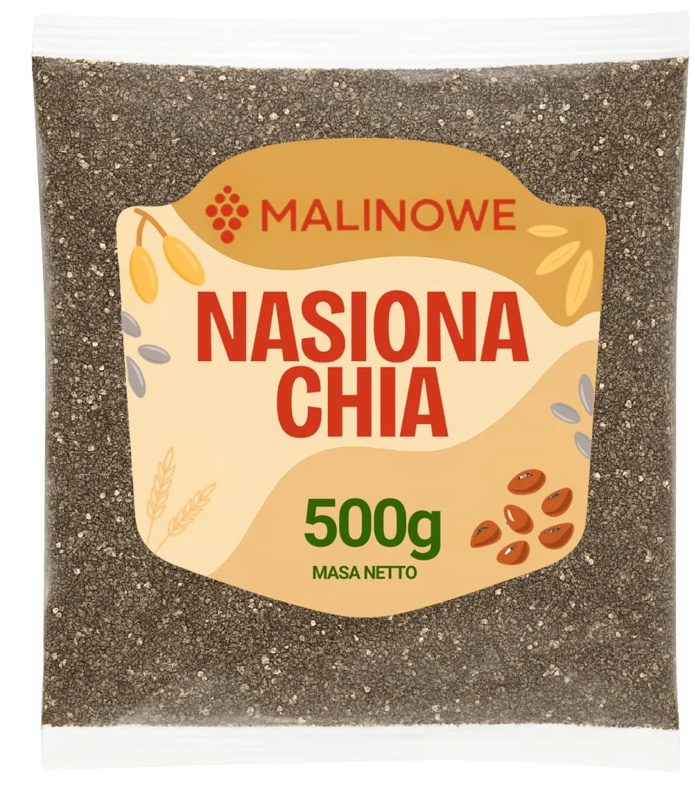 Malinowe NASIONA CHIA 500g Szałwia Hiszpańska Naturalna Premium